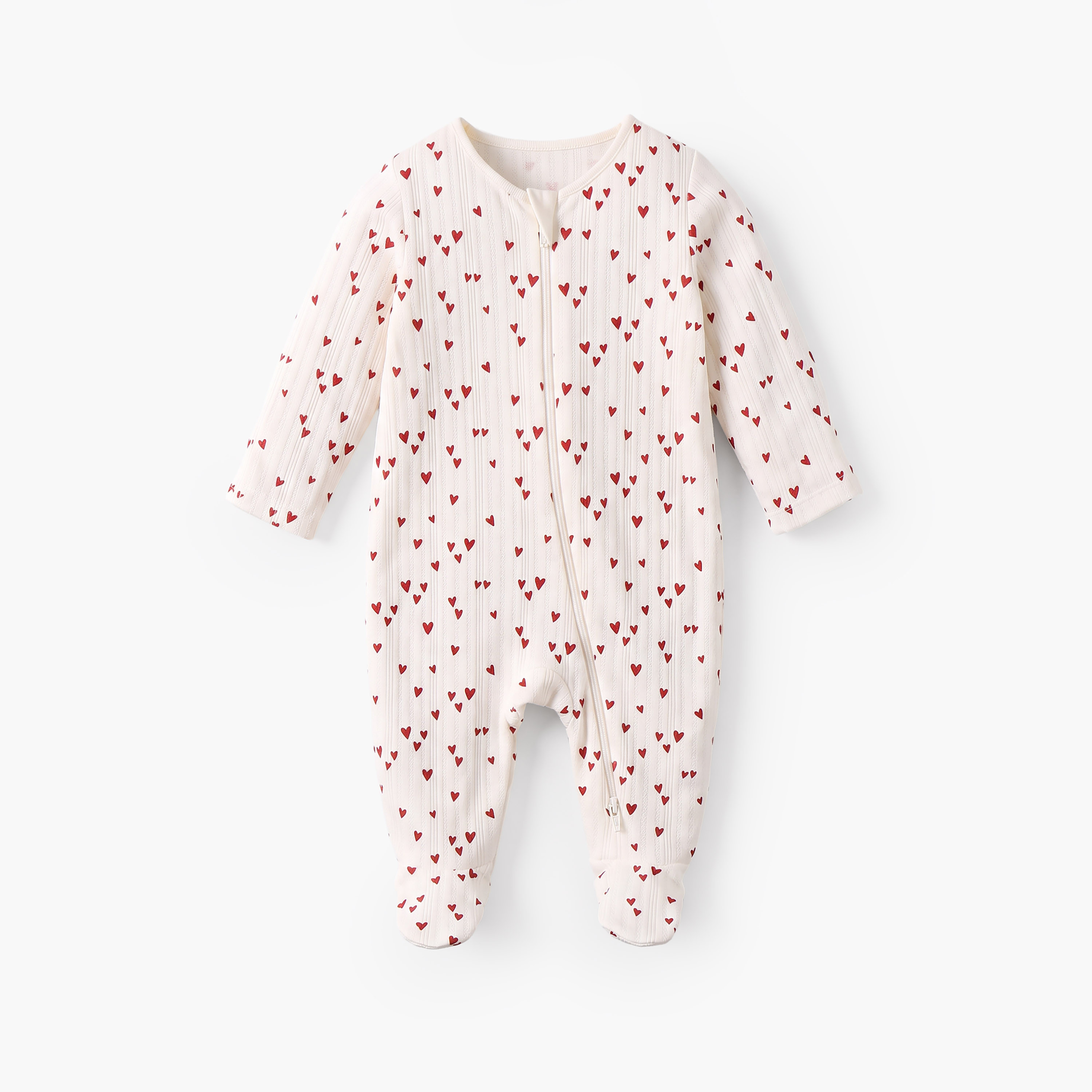 طقم بدلات نوم قطن بأكمام طويلة وياقة ضيقة وطبعات قلوب من جونيورز - 3 قطع-baby-girls-clothing-nightwear-sleepsuits-image-6