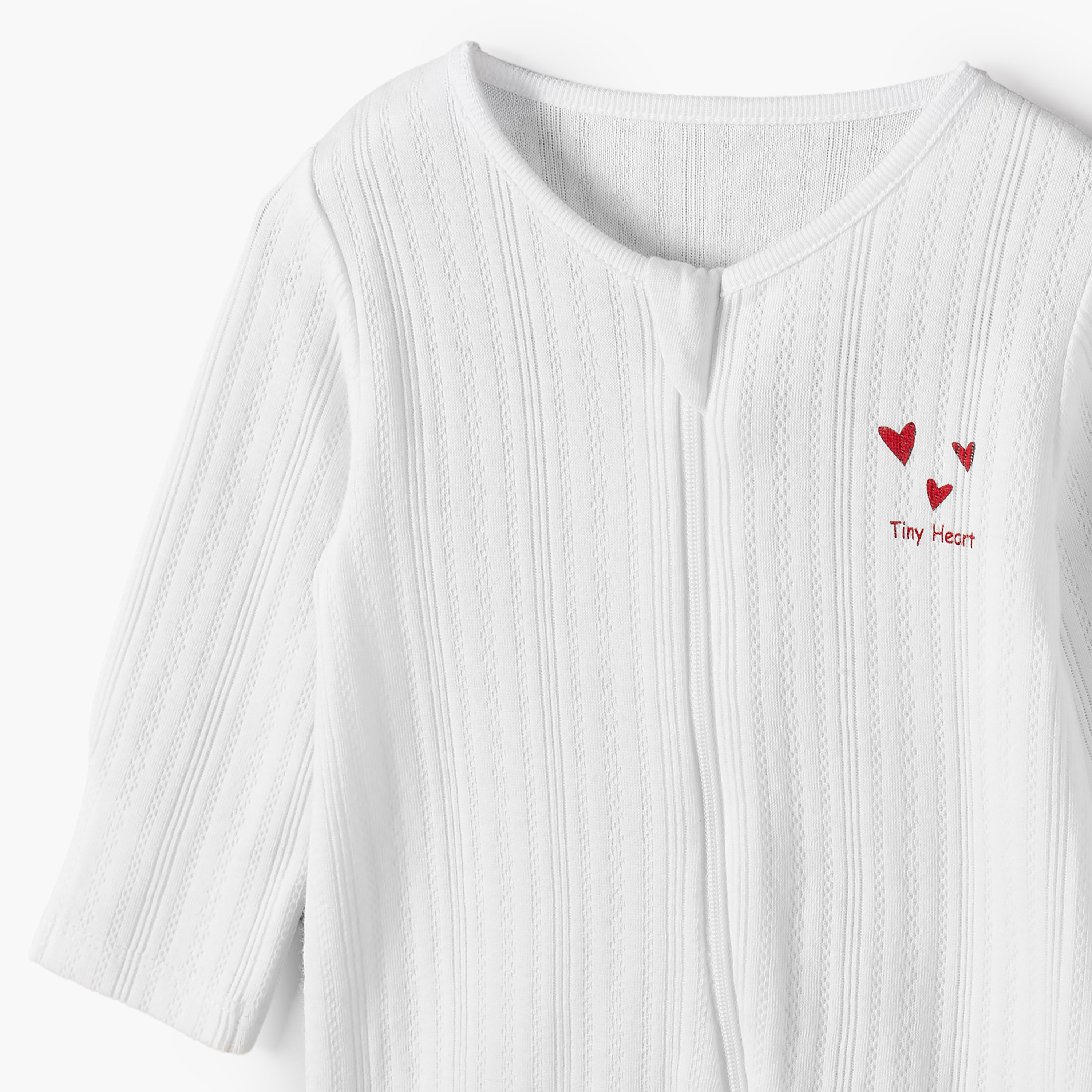 طقم بدلات نوم قطن بأكمام طويلة وياقة ضيقة وطبعات قلوب من جونيورز - 3 قطع-baby-girls-clothing-nightwear-sleepsuits-image-7