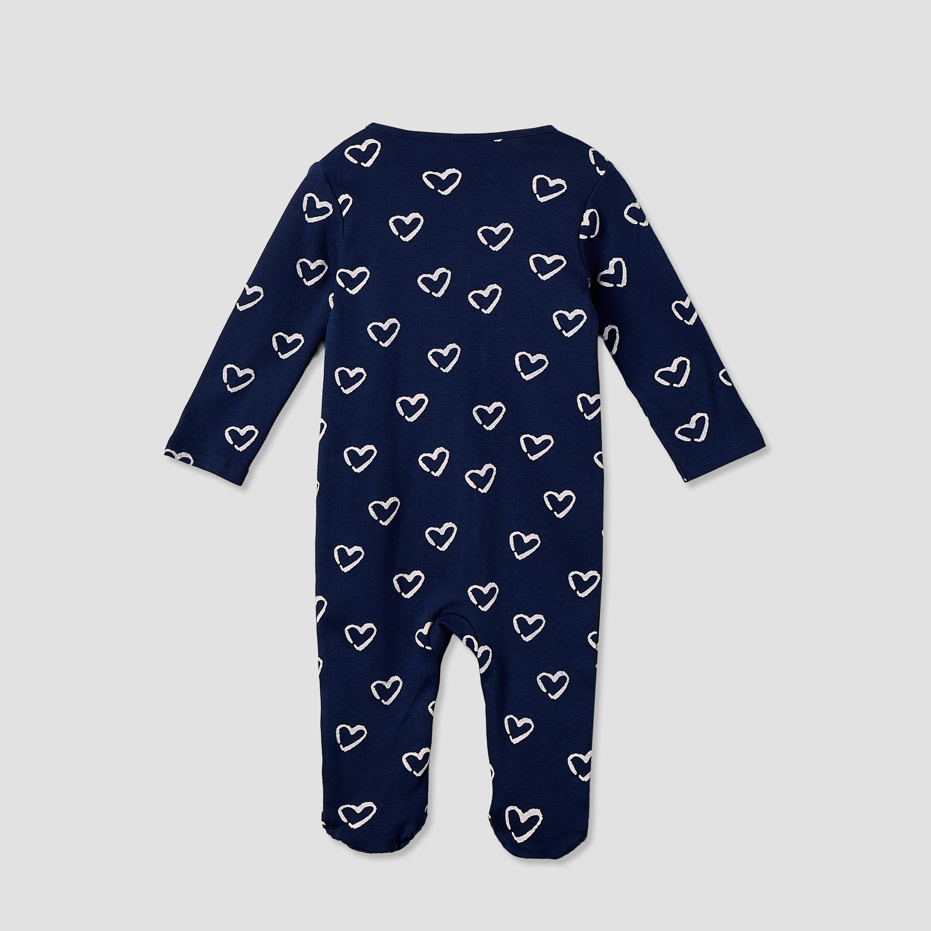 Pack of 3 Cotton Crew Neck Long Sleeve Sleepsuit with Snap Button Closure-baby-girls-clothing-nightwear-sleepsuits-image-3