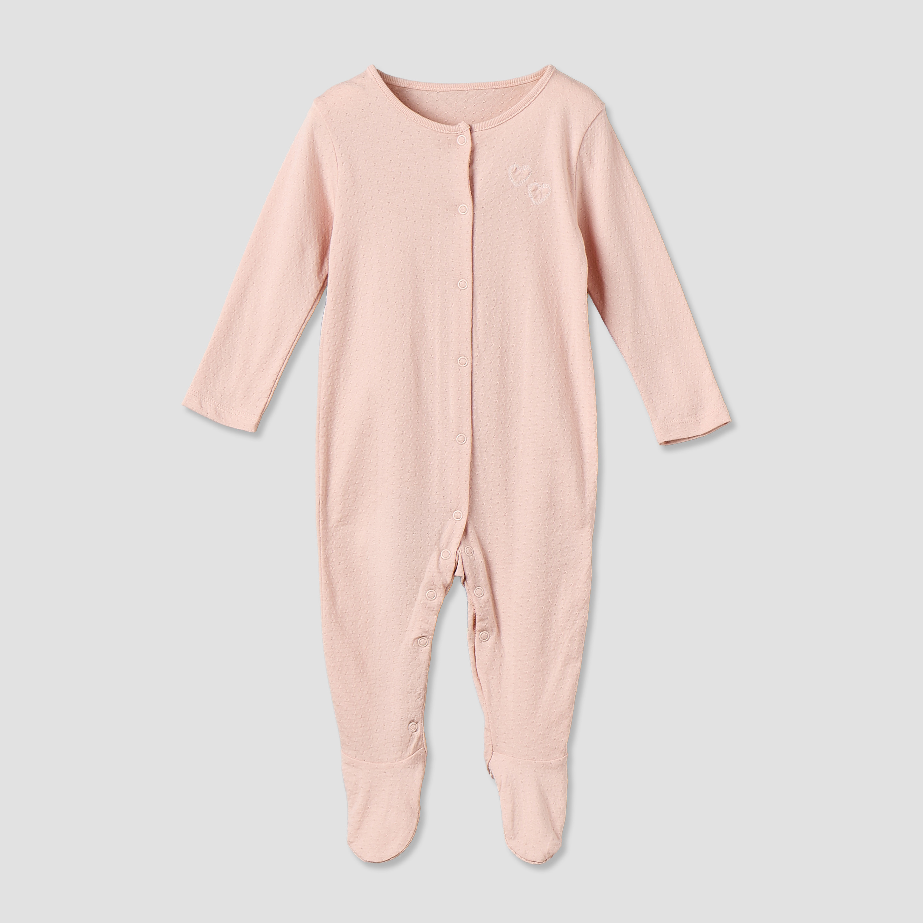 Pack of 3 Cotton Crew Neck Long Sleeve Sleepsuit with Snap Button Closure-baby-girls-clothing-nightwear-sleepsuits-image-4