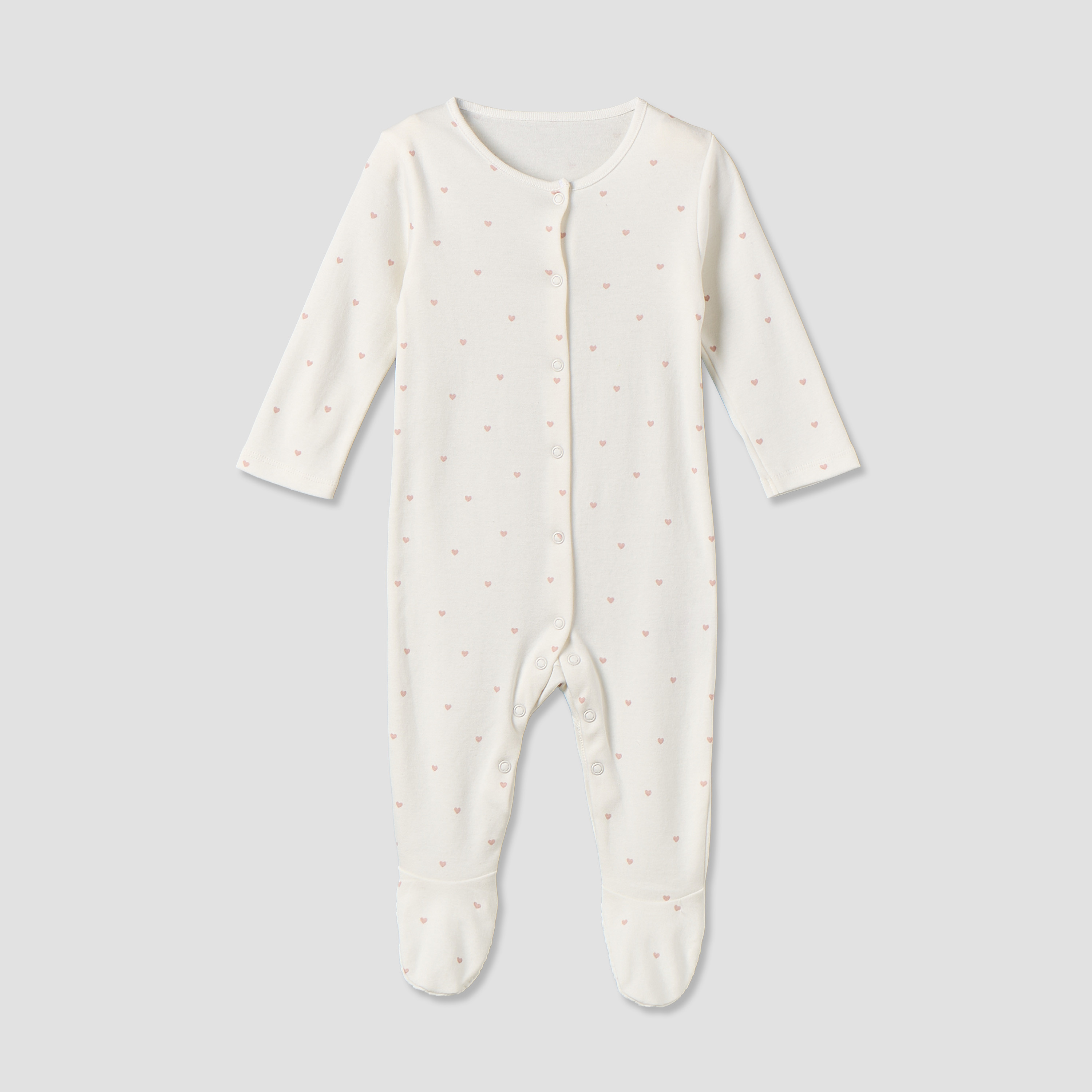 Pack of 3 Cotton Crew Neck Long Sleeve Sleepsuit with Snap Button Closure-baby-girls-clothing-nightwear-sleepsuits-image-5