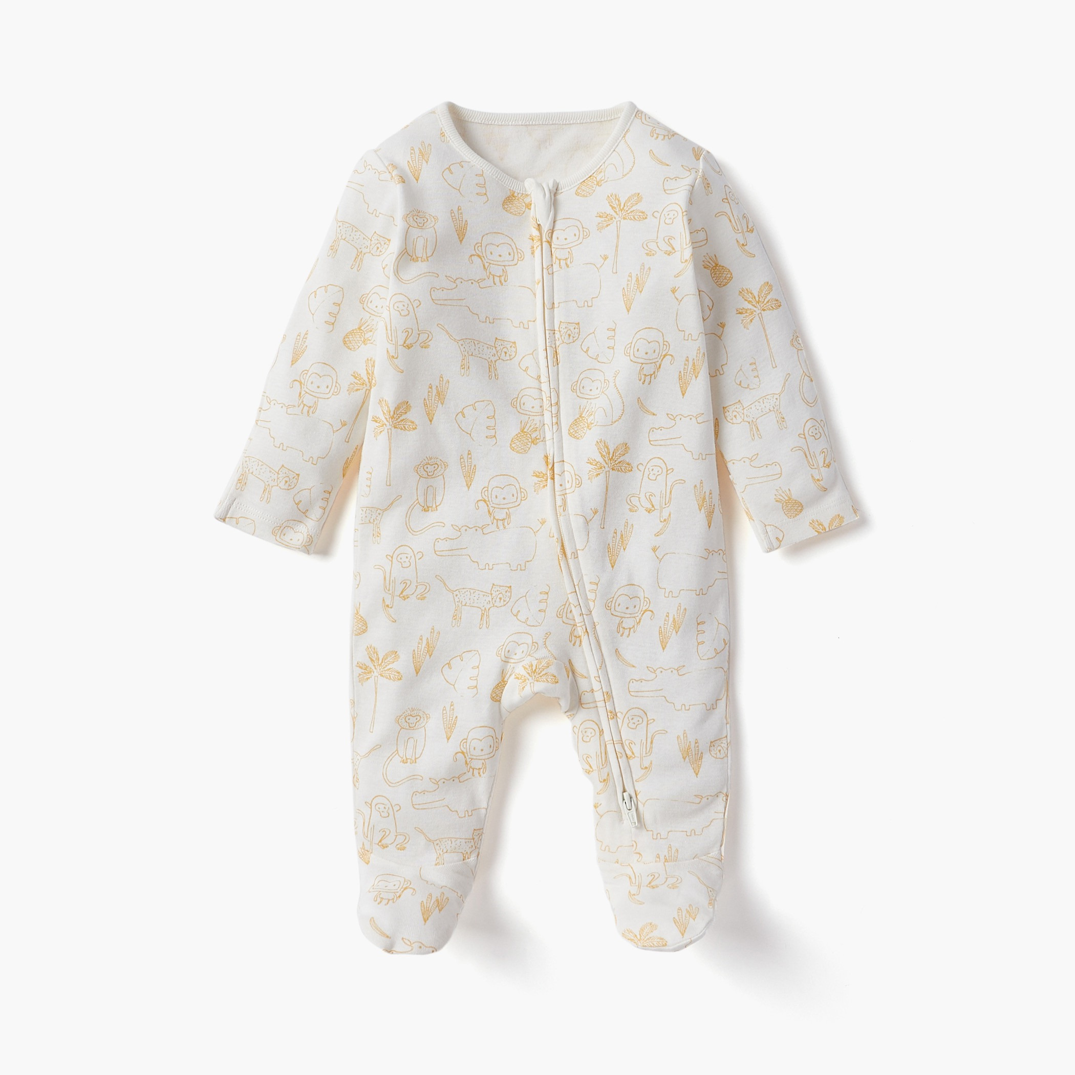 Juniors Printed Closed Feet Sleepsuit with Long Sleeves and Zip Closure - Set of 3-baby-girls-clothing-nightwear-sleepsuits-image-2