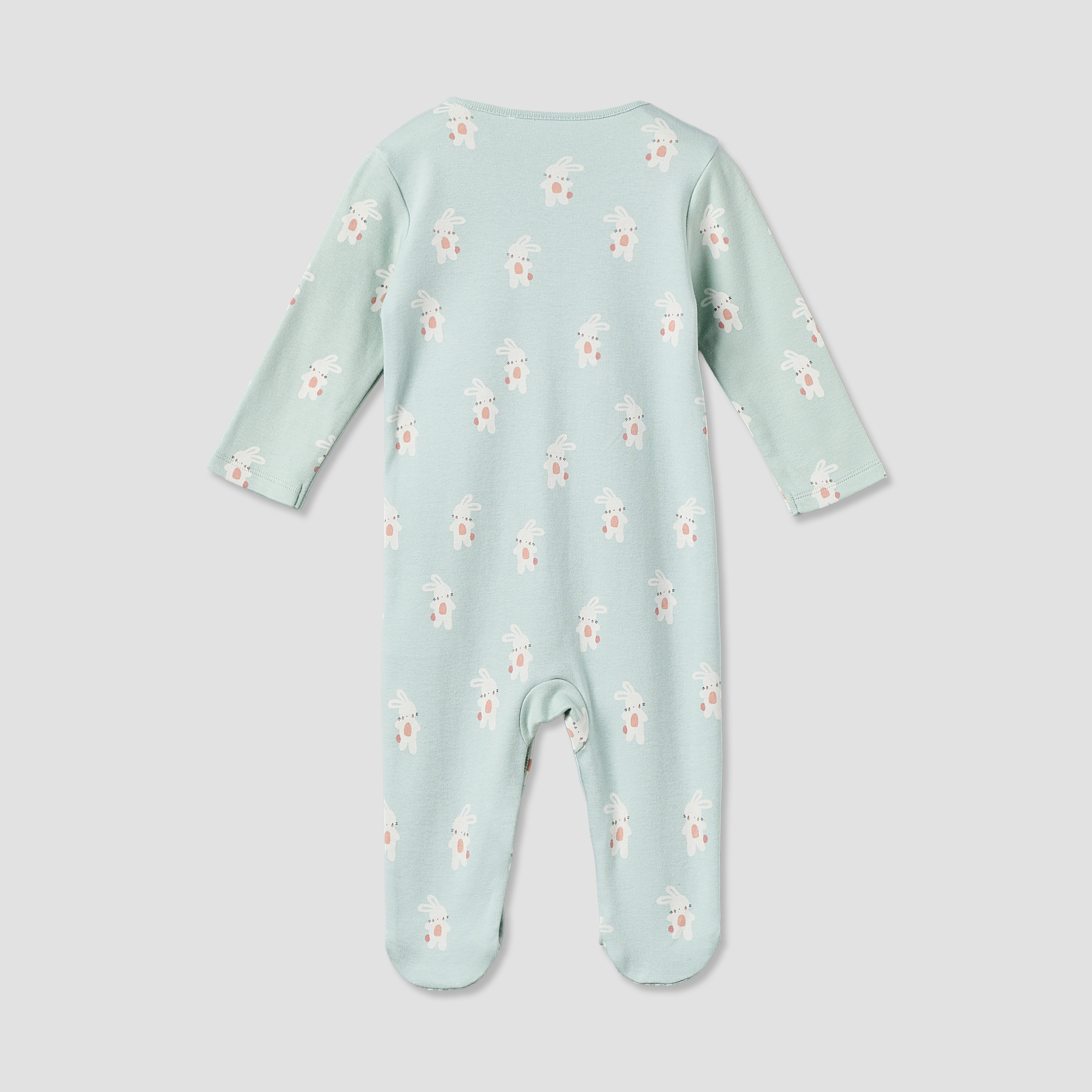 Pack of 3 Juniors Cotton Crew Neck Long Sleeve Sleepsuit with Bunny Print-baby-girls-clothing-nightwear-sleepsuits-image-5