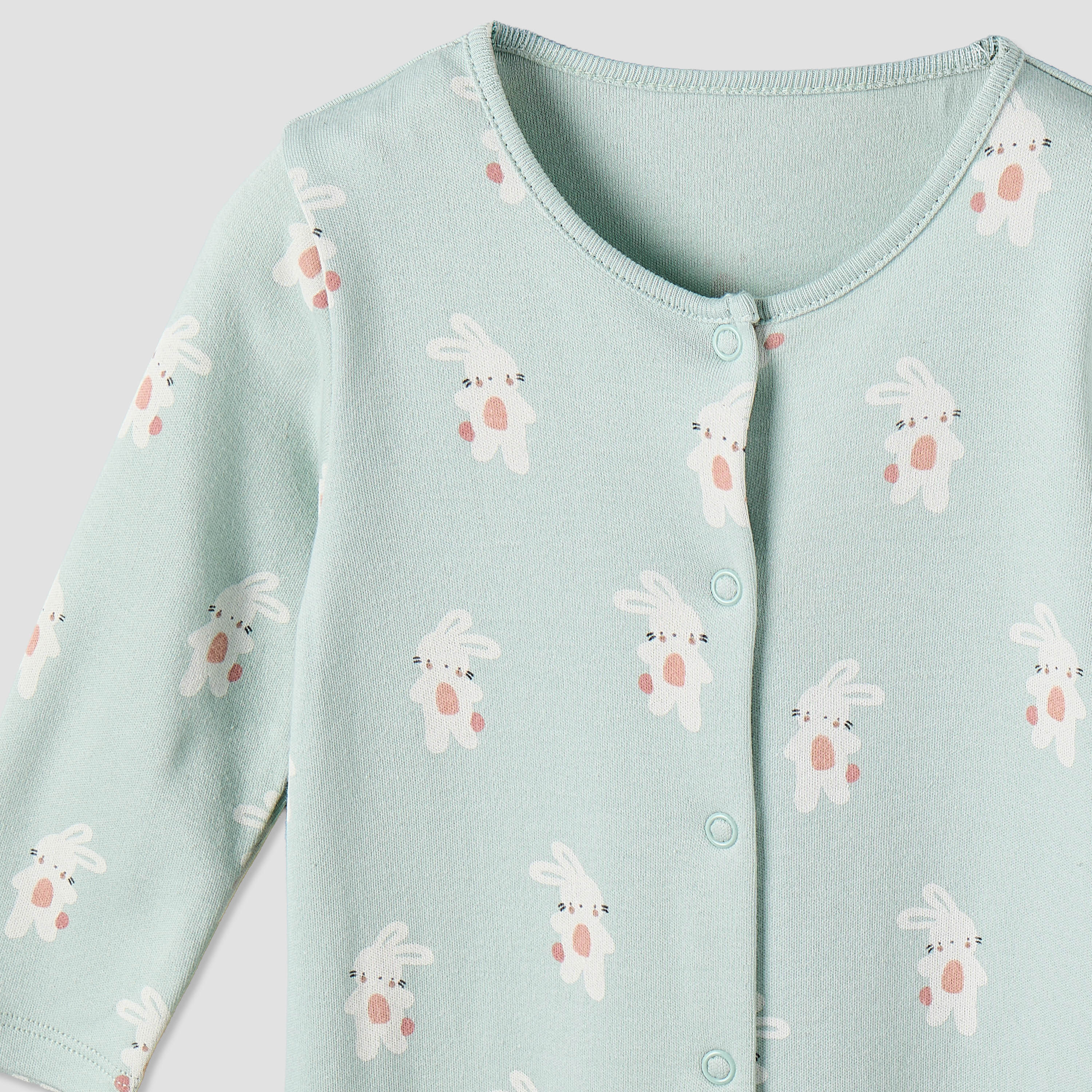Pack of 3 Juniors Cotton Crew Neck Long Sleeve Sleepsuit with Bunny Print-baby-girls-clothing-nightwear-sleepsuits-image-6