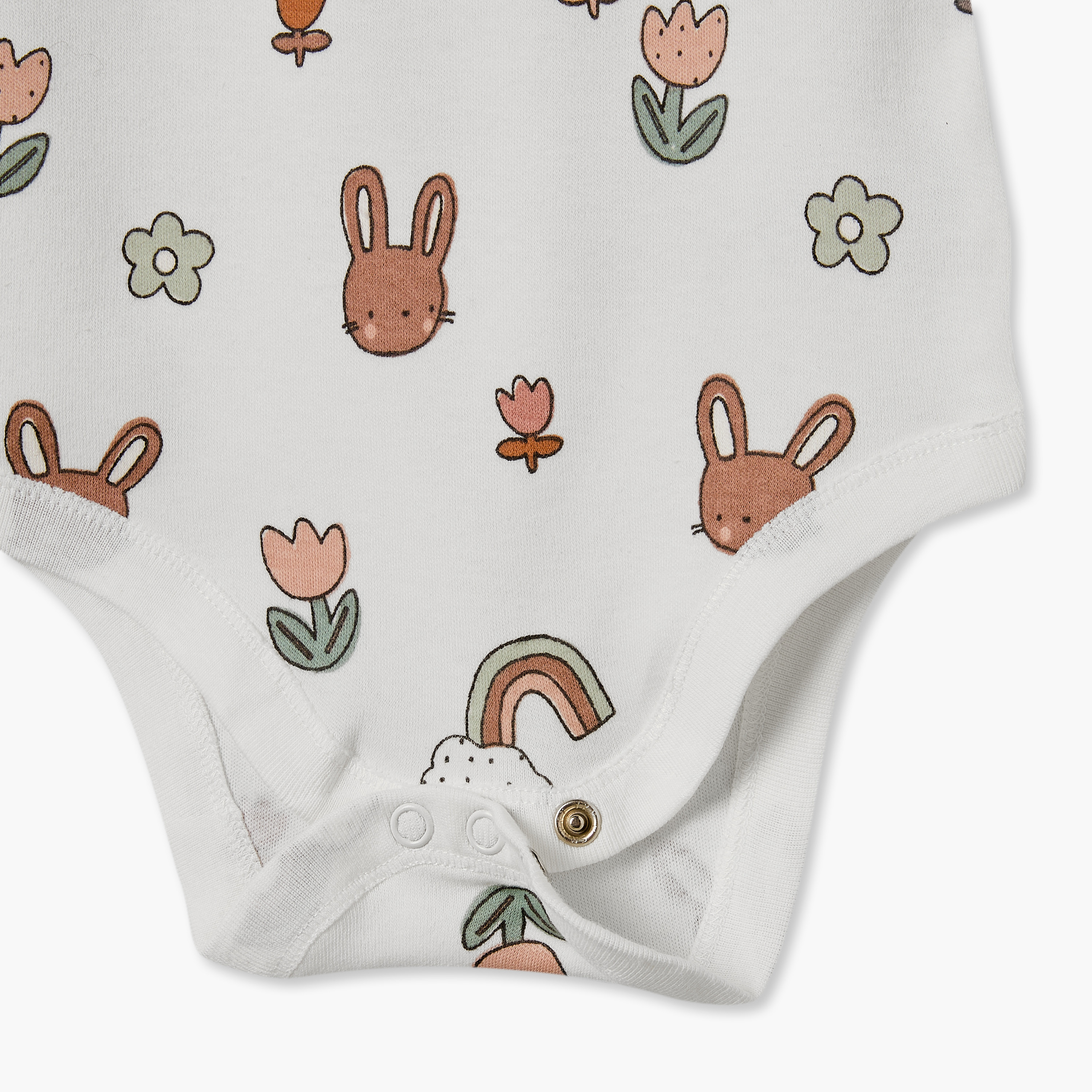 طقم بودي سوت قطني بياقة مستديرة وأكمام قصيرة بطبعة أرنب من جونيورز - 3 قطع-baby-girls-clothing-bodysuits-image-15