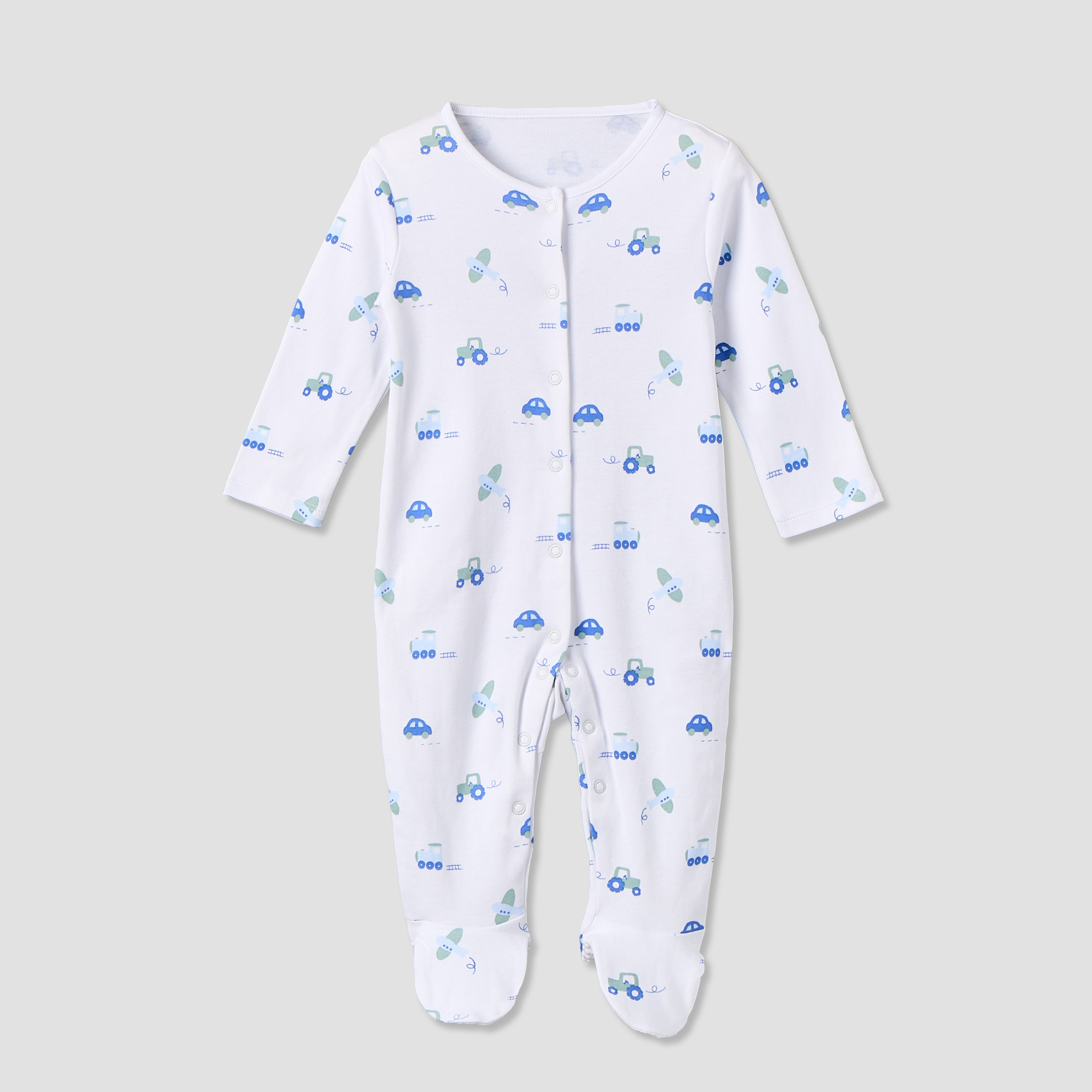 Pack of 3 Juniors Cotton Crew Neck Long Sleeves Sleepsuit with Assorted Print-baby-boys-clothing-nightwear-sleepsuits-image-2