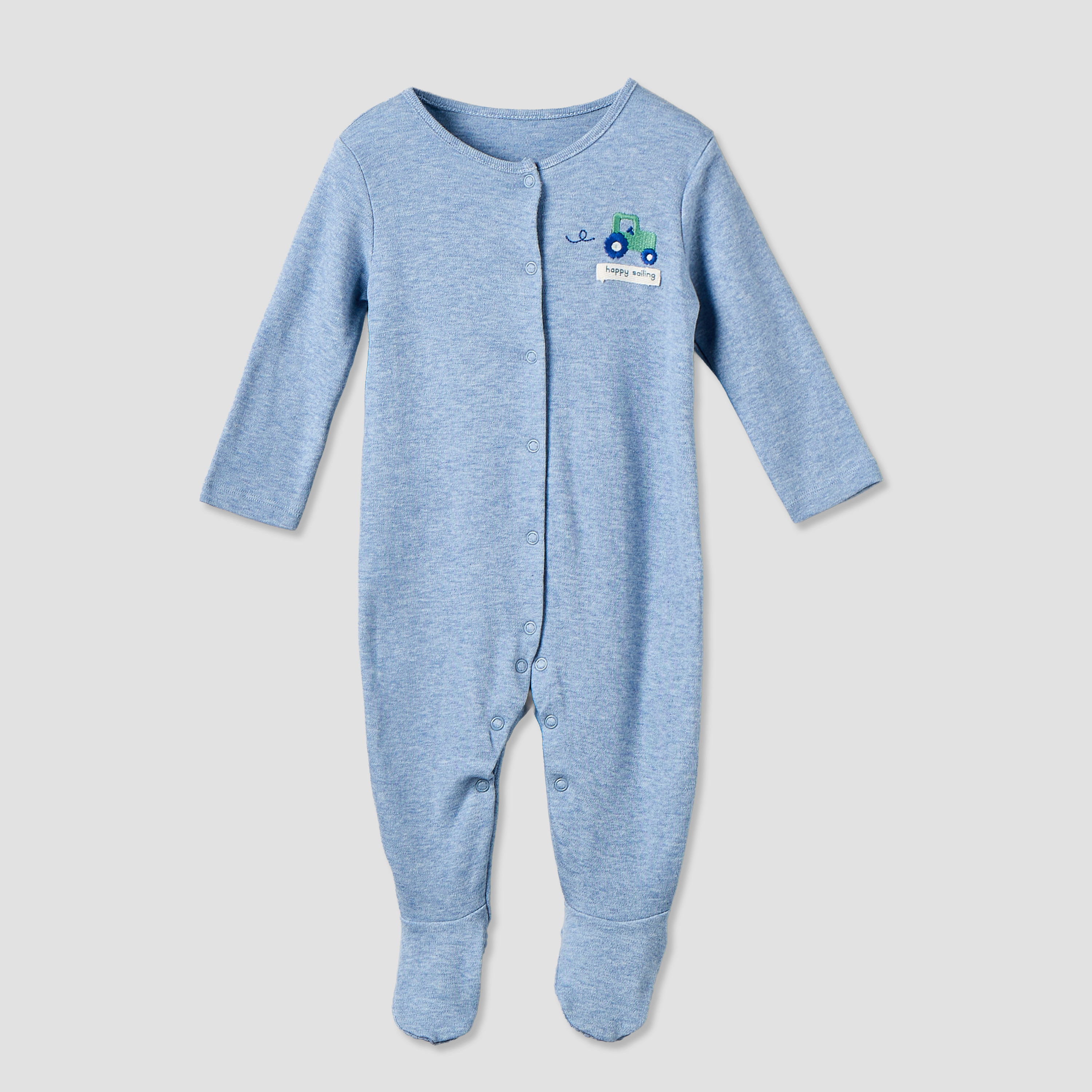 Pack of 3 Juniors Cotton Crew Neck Long Sleeves Sleepsuit with Assorted Print-baby-boys-clothing-nightwear-sleepsuits-image-4