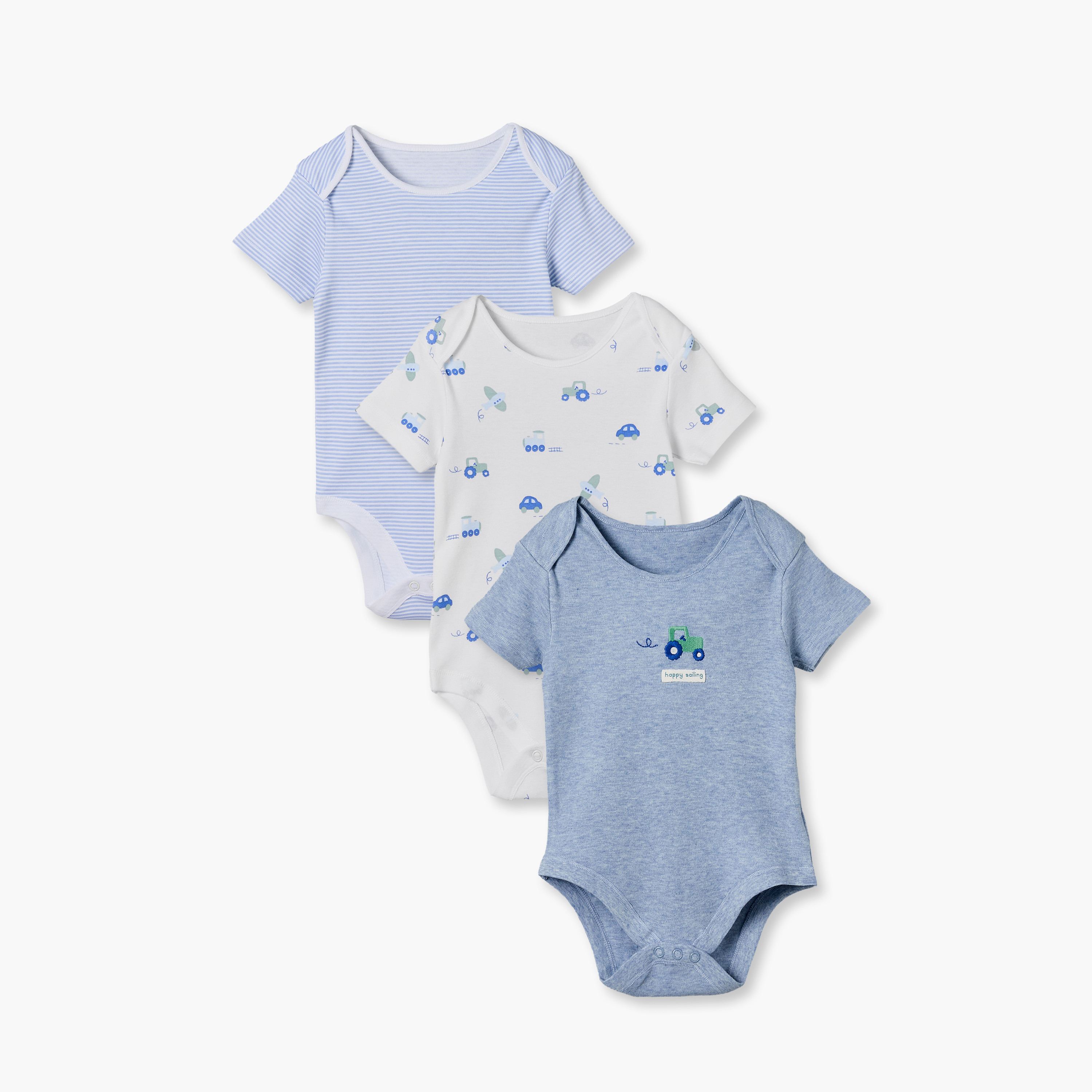 طقم بودي سوت قطن 3 قطع برقبة ضيقة وأكمام قصيرة وطبعات من جونيورز-baby-boys-clothing-bodysuits-image-1
