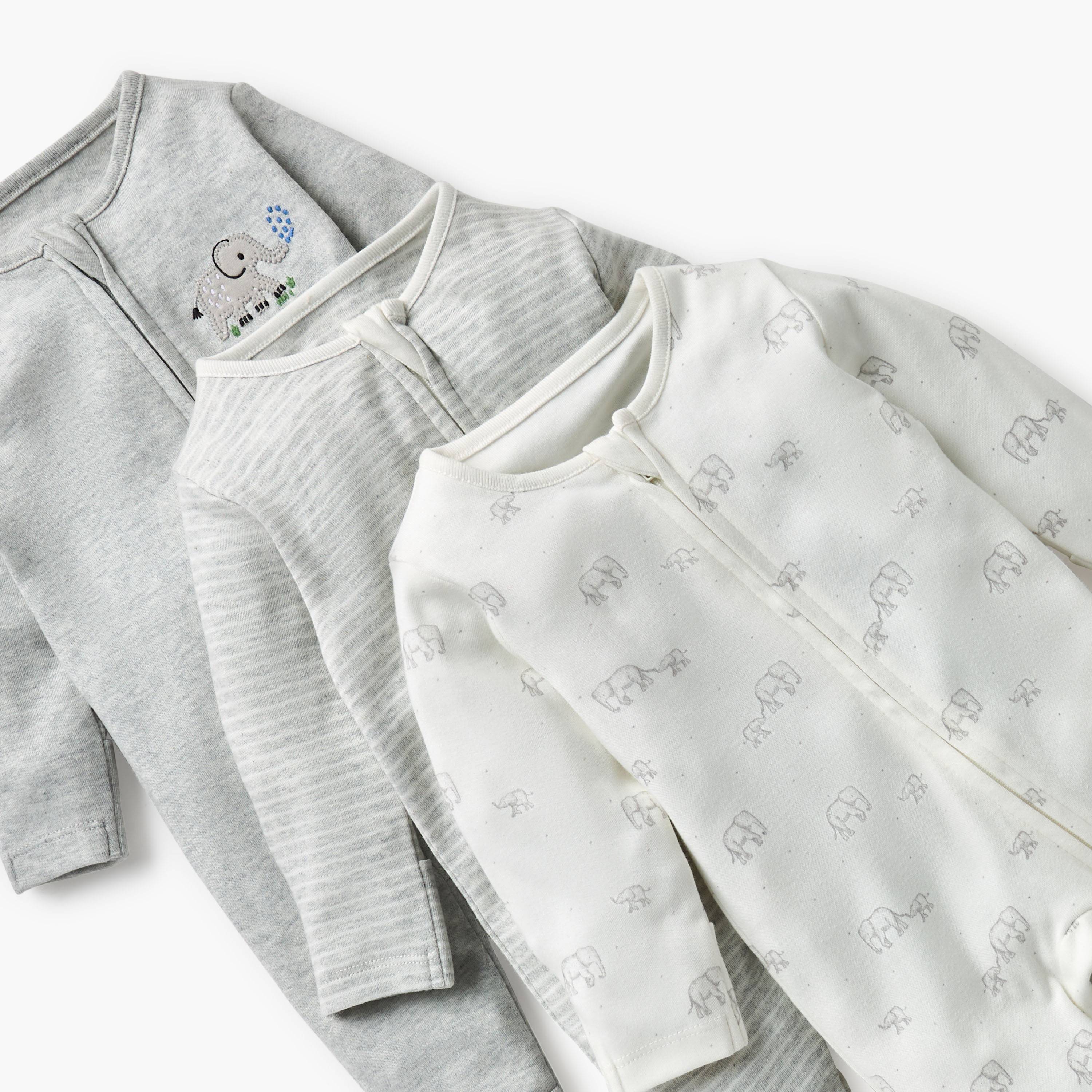 Juniors Assorted Sleepsuit with Long Sleeves and Zip Closure - Set of 3-baby-boys-clothing-nightwear-sleepsuits-image-5