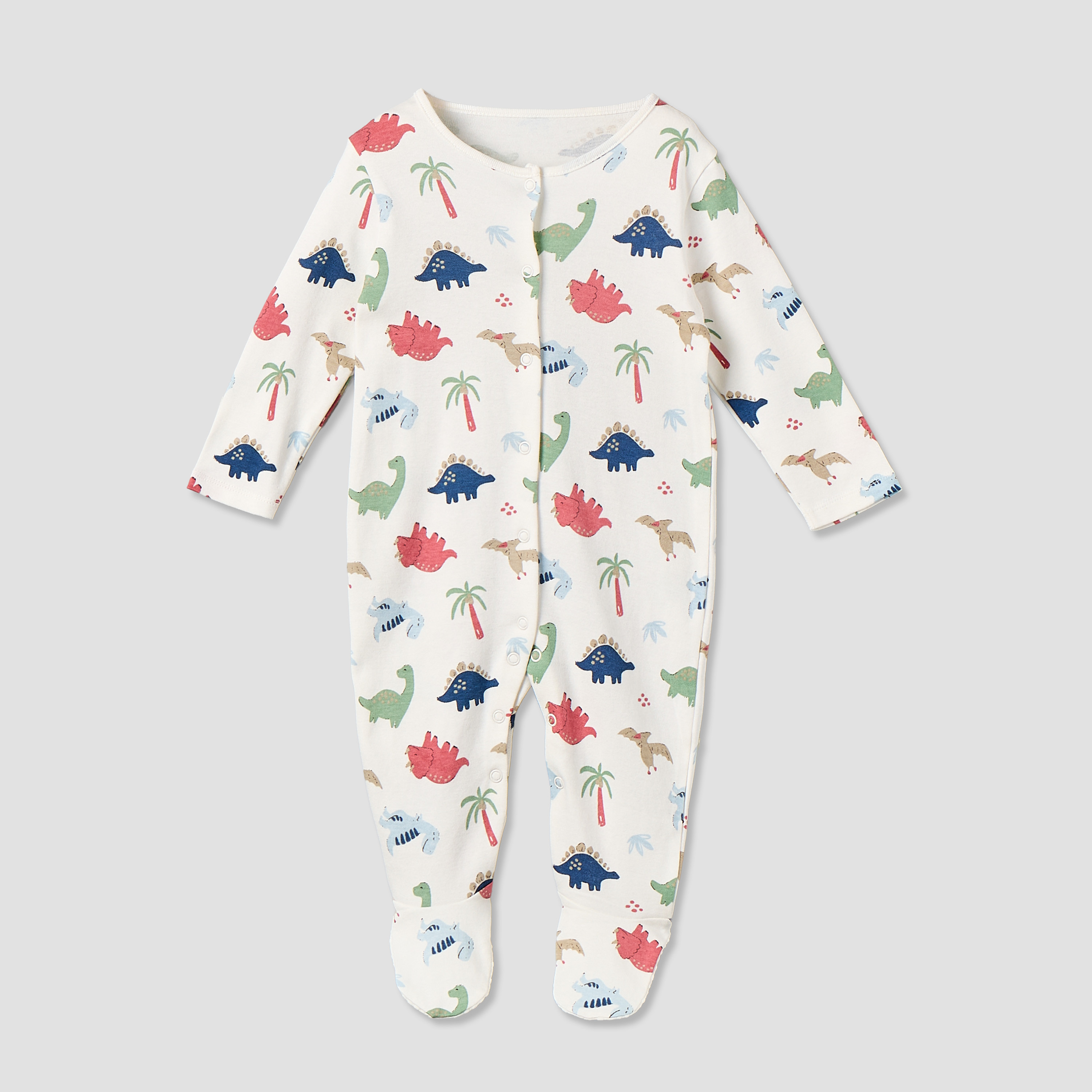 Pack of 3 Juniors Cotton Round Neck Long Sleeves Sleepsuit with Assorted Print-baby-boys-clothing-nightwear-sleepsuits-image-2