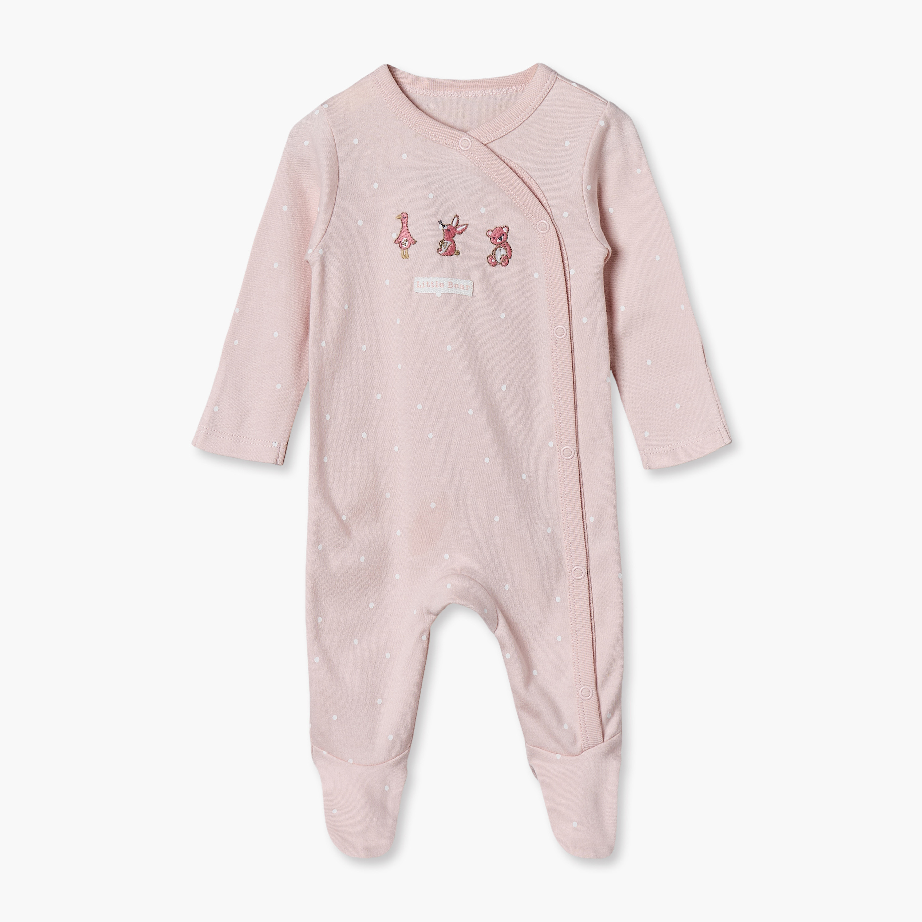 Pack of 3 Juniors Cotton Cotton Crew Neck Long Sleeves Sleepsuit with Cute Print-baby-girls-clothing-nightwear-sleepsuits-image-2