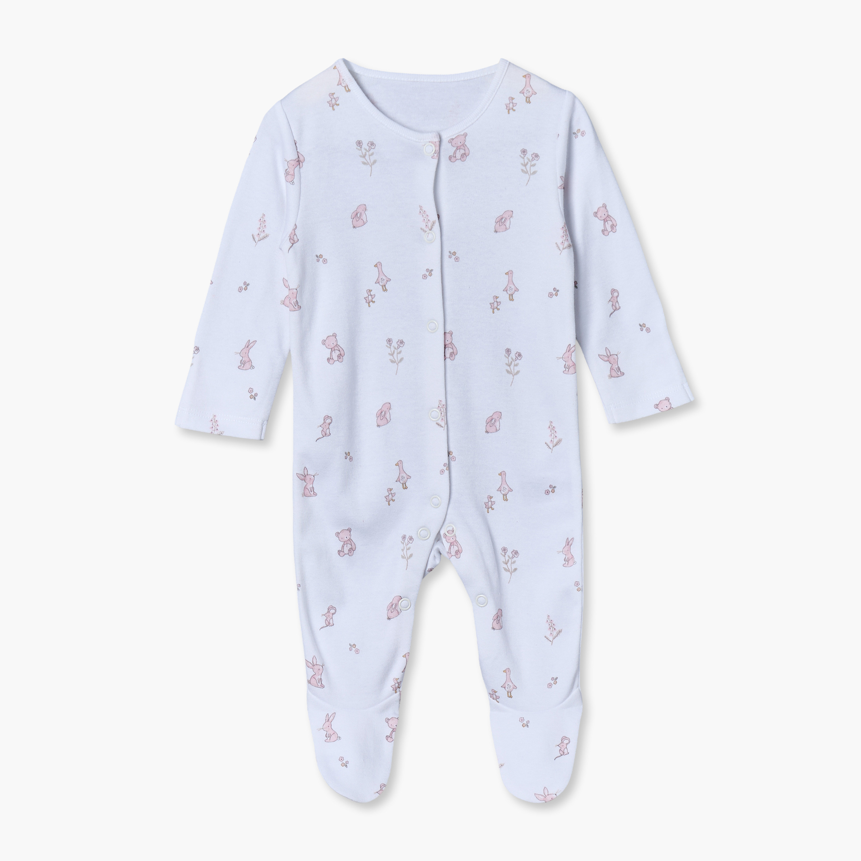 Pack of 3 Juniors Cotton Cotton Crew Neck Long Sleeves Sleepsuit with Cute Print-baby-girls-clothing-nightwear-sleepsuits-image-4