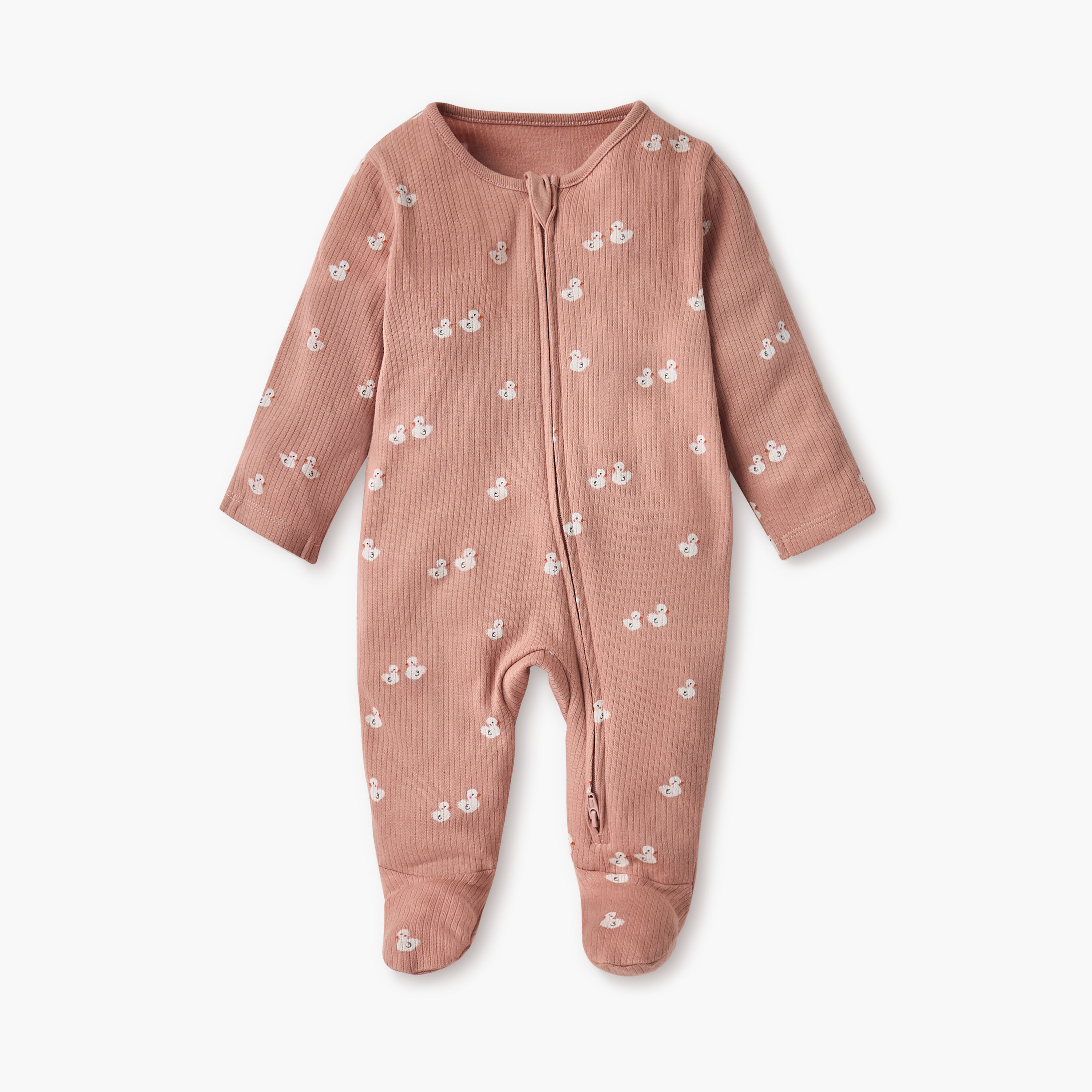 Juniors Printed Sleepsuit with Zip Closure and Long Sleeves - Set of 3-baby-girls-clothing-nightwear-sleepsuits-image-2