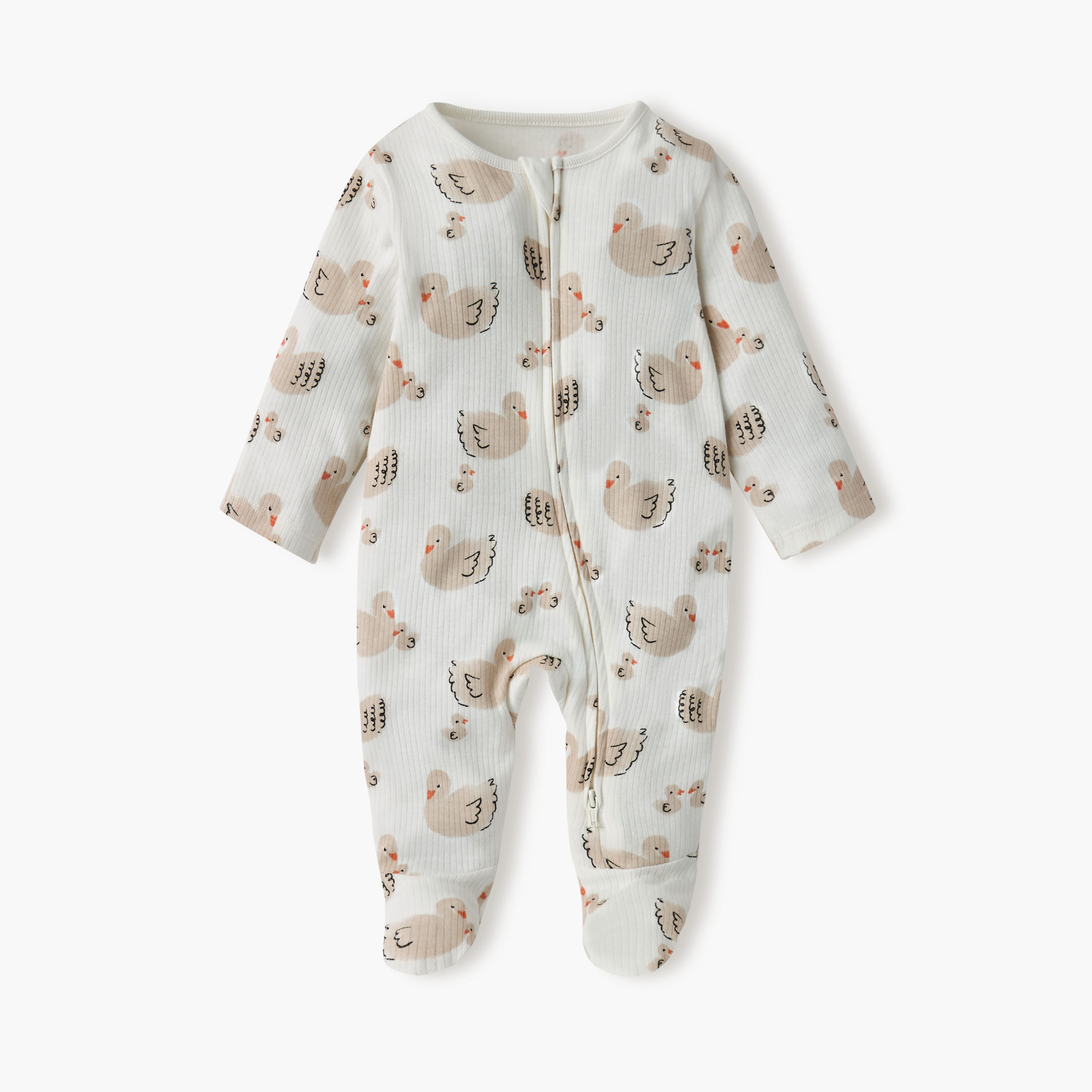 Juniors Printed Sleepsuit with Zip Closure and Long Sleeves - Set of 3-baby-girls-clothing-nightwear-sleepsuits-image-3