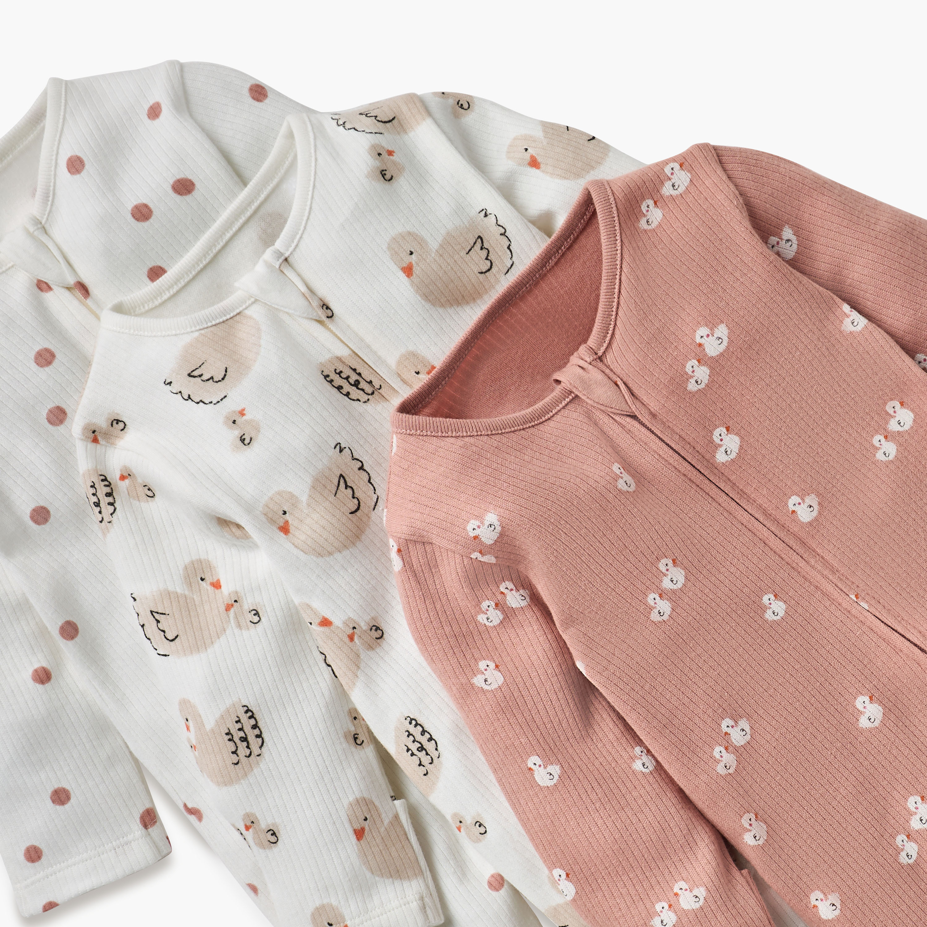 Juniors Printed Sleepsuit with Zip Closure and Long Sleeves - Set of 3-baby-girls-clothing-nightwear-sleepsuits-image-5