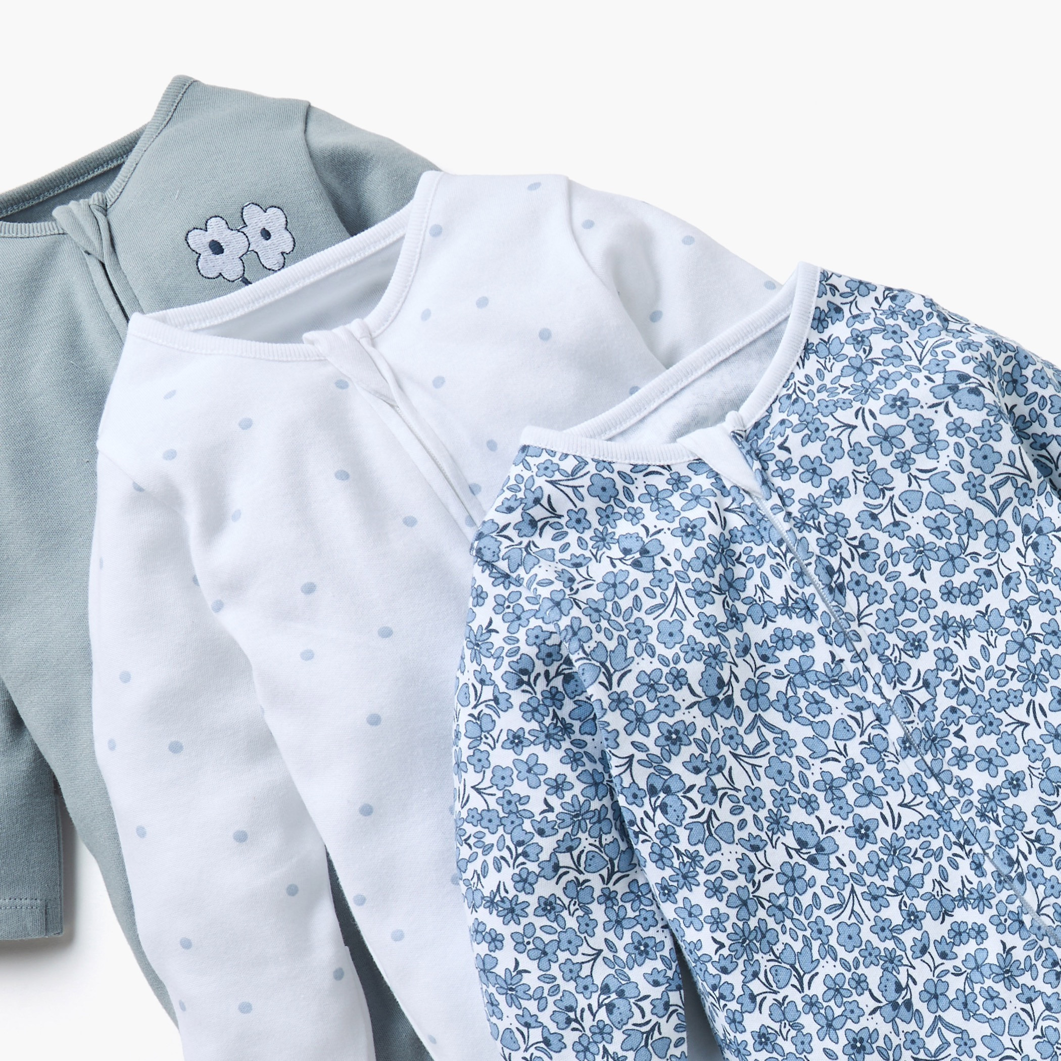 Juniors Assorted Sleepsuit with Long Sleeves and Zip Closure - Set of 3-baby-girls-clothing-nightwear-sleepsuits-image-5