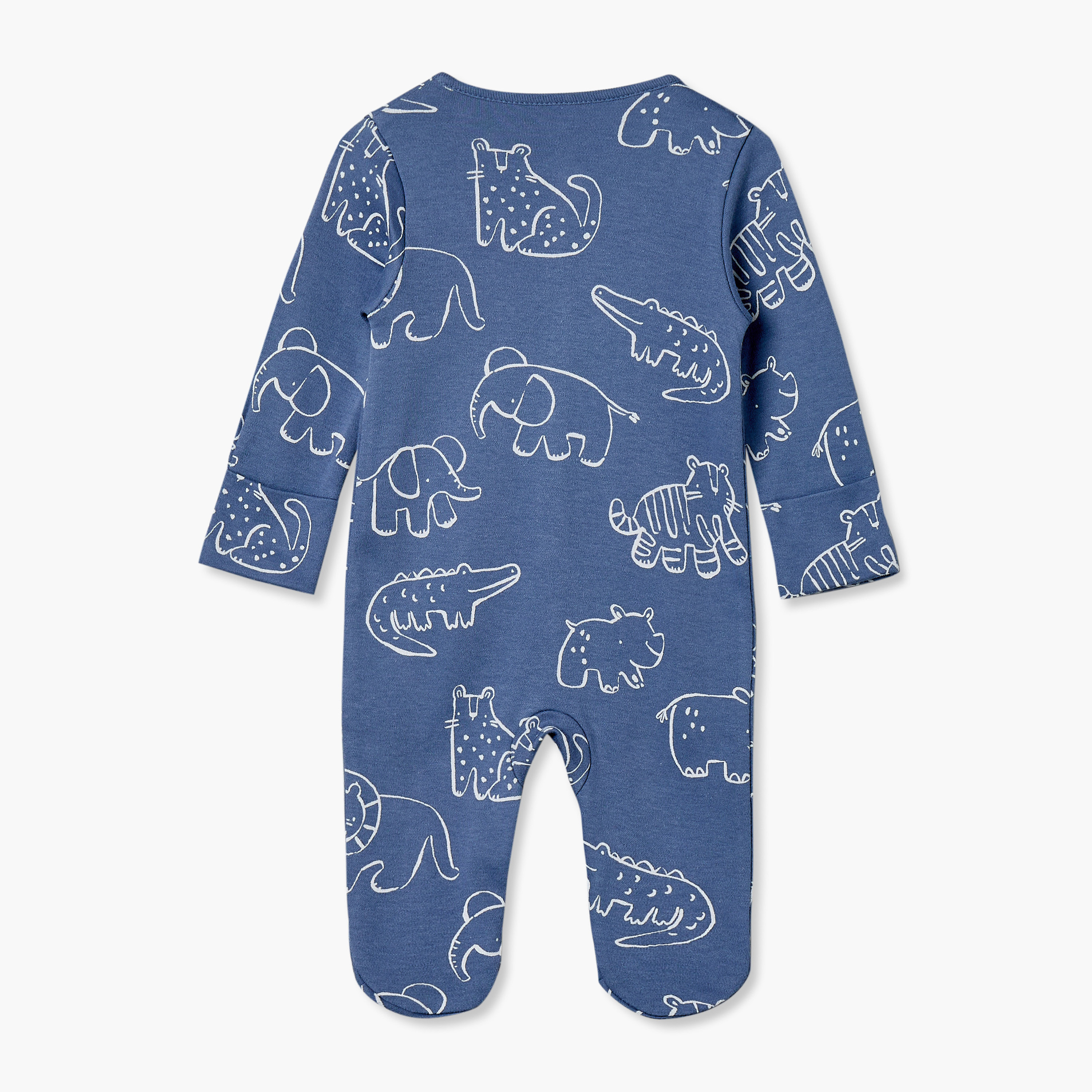 Pack of 3 Juniors Cotton Crew Neck Long Sleeves Sleepsuit with Safari Print-baby-boys-clothing-nightwear-sleepsuits-image-6