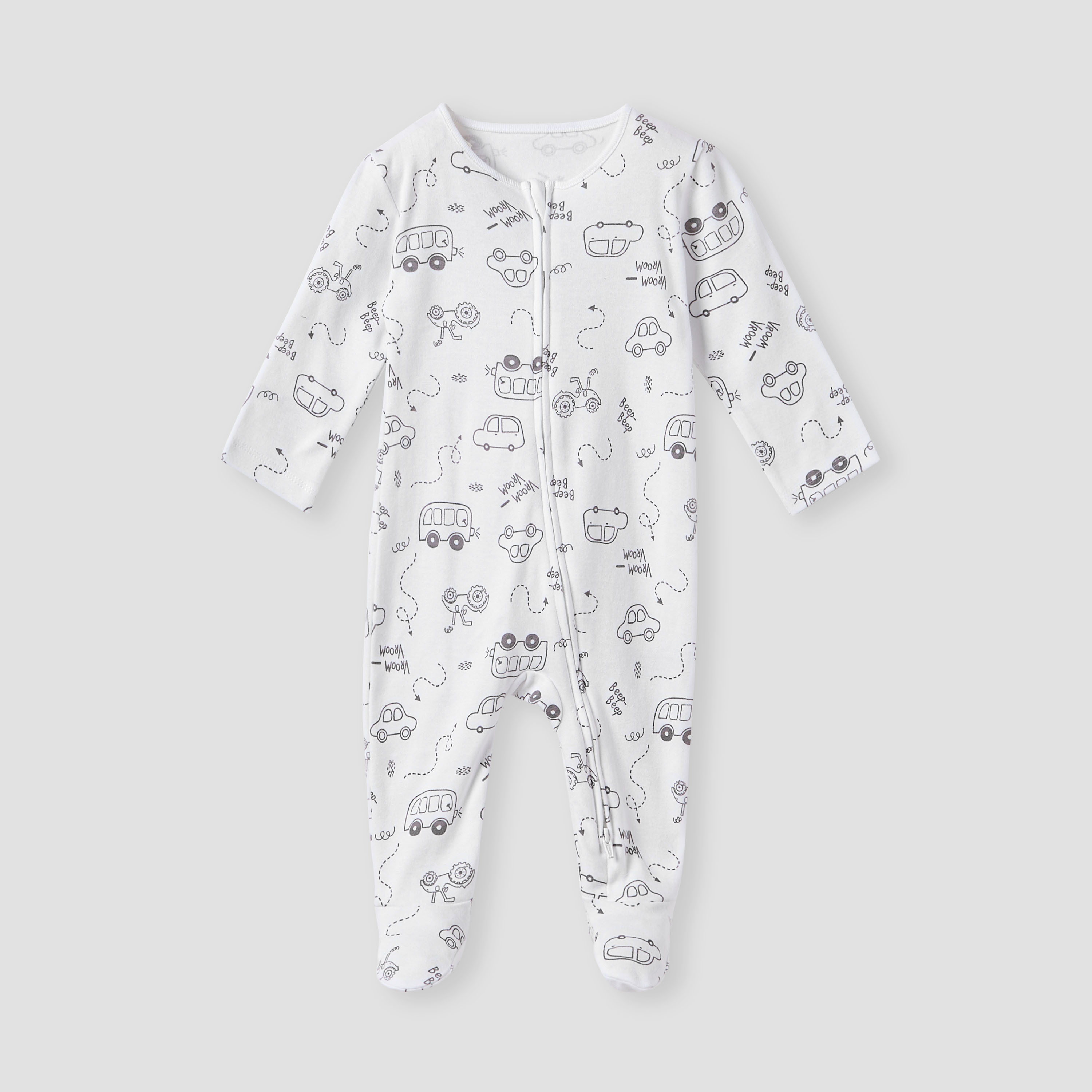Juniors Printed Sleepsuit with Zip Closure - Set of 3-baby-boys-clothing-nightwear-sleepsuits-image-2