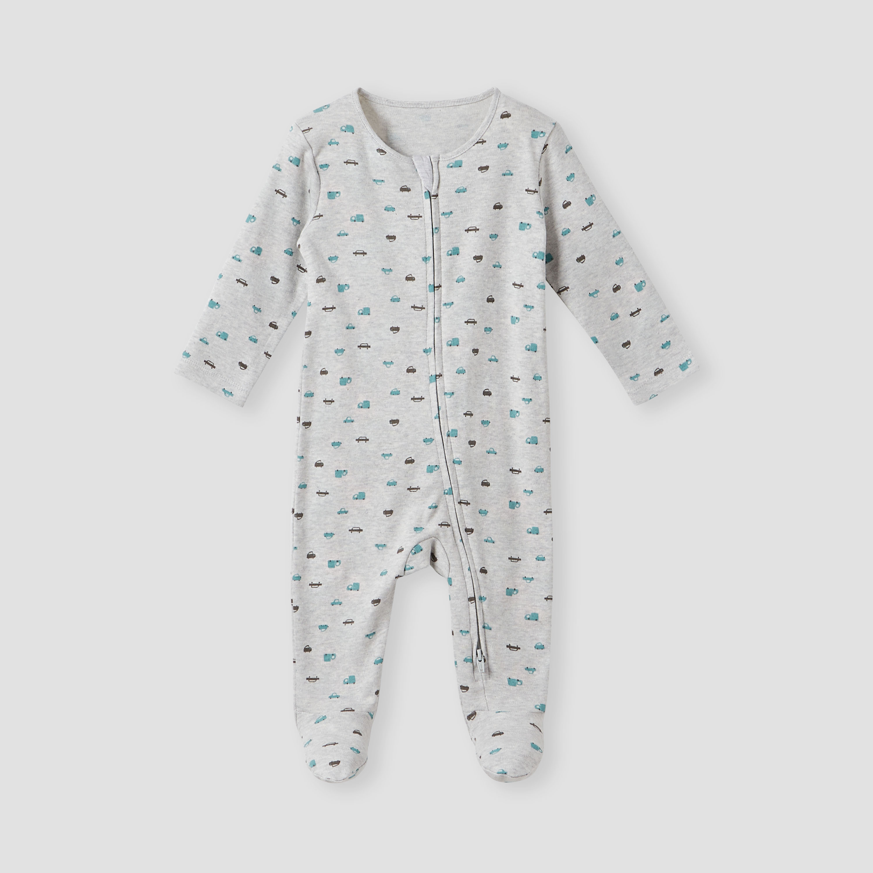 Juniors Printed Sleepsuit with Zip Closure - Set of 3-baby-boys-clothing-nightwear-sleepsuits-image-3