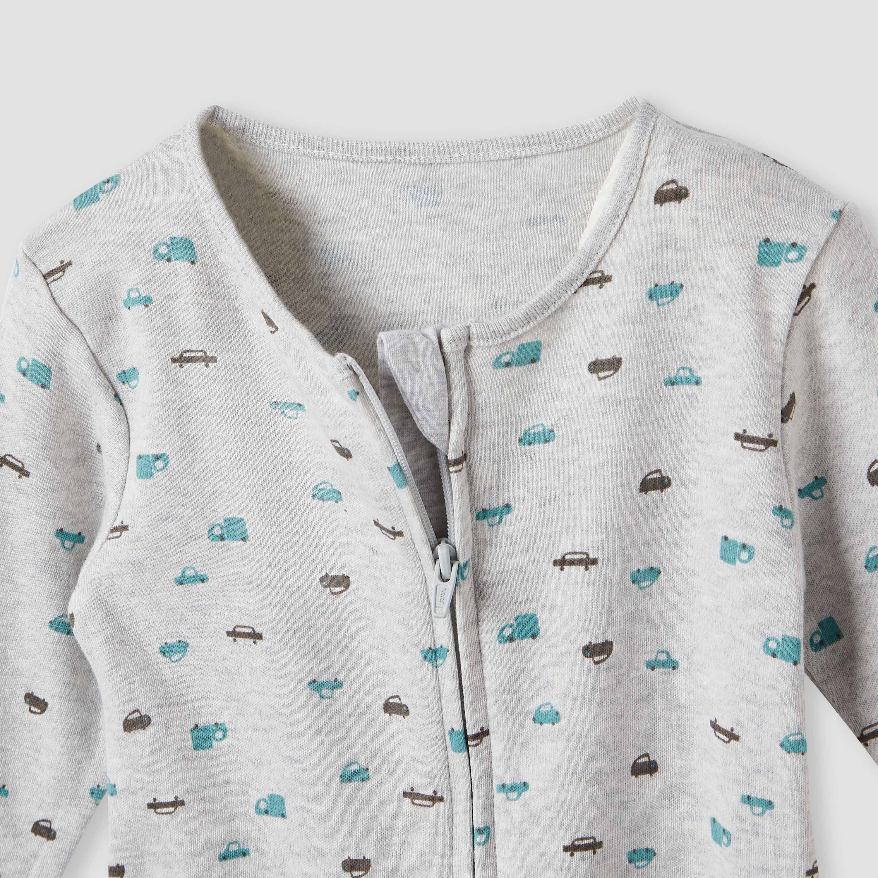 Juniors Printed Sleepsuit with Zip Closure - Set of 3-baby-boys-clothing-nightwear-sleepsuits-image-6