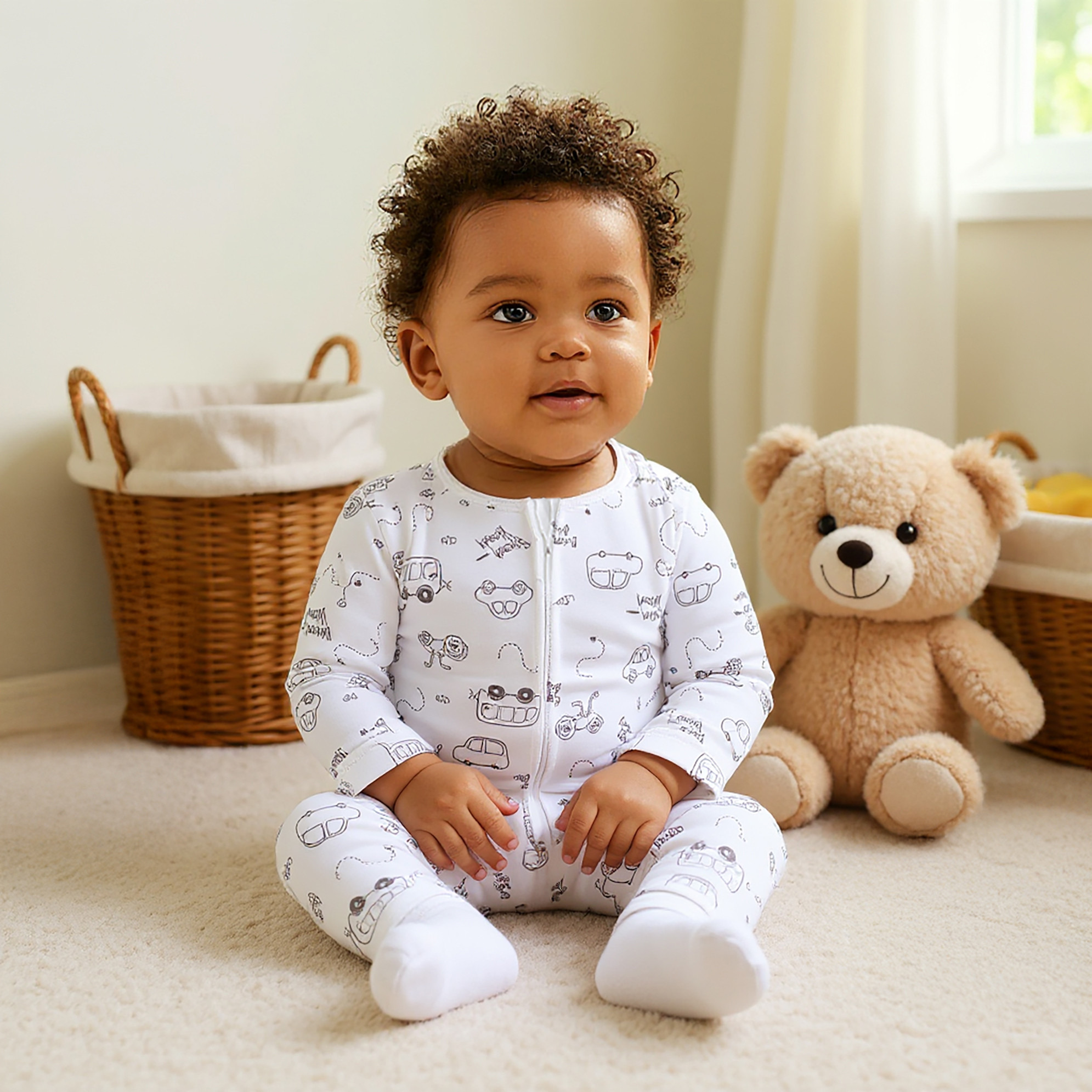 Juniors Printed Sleepsuit with Zip Closure - Set of 3-baby-boys-clothing-nightwear-sleepsuits-image-8