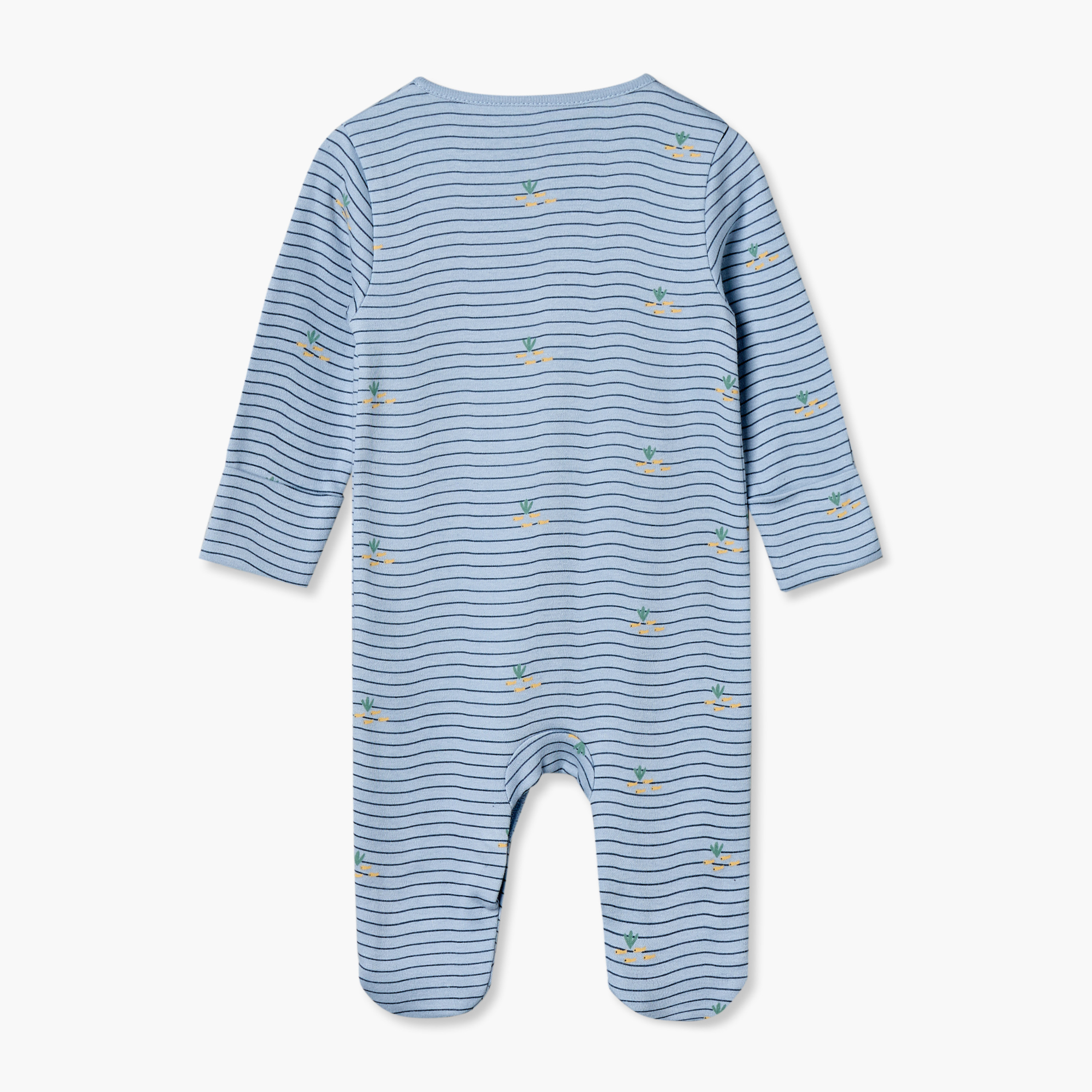 Pack of 3 Juniors Cotton Crew Neck Long Sleeves Sleepsuit with Aquatic Print-baby-boys-clothing-nightwear-sleepsuits-image-5