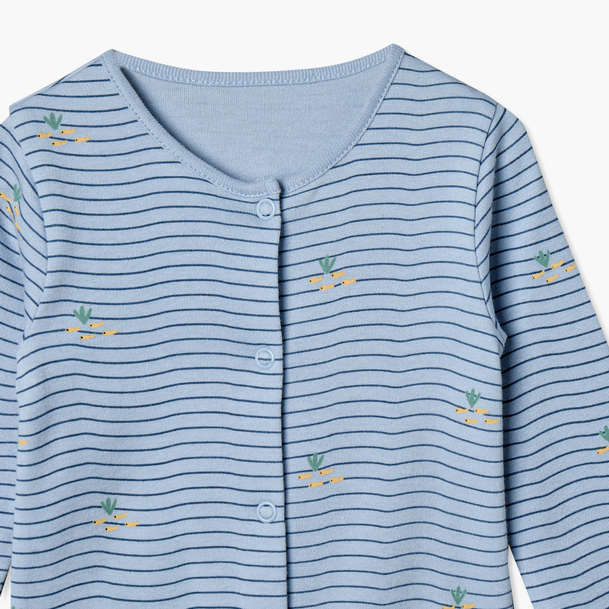 Pack of 3 Juniors Cotton Crew Neck Long Sleeves Sleepsuit with Aquatic Print-baby-boys-clothing-nightwear-sleepsuits-image-7