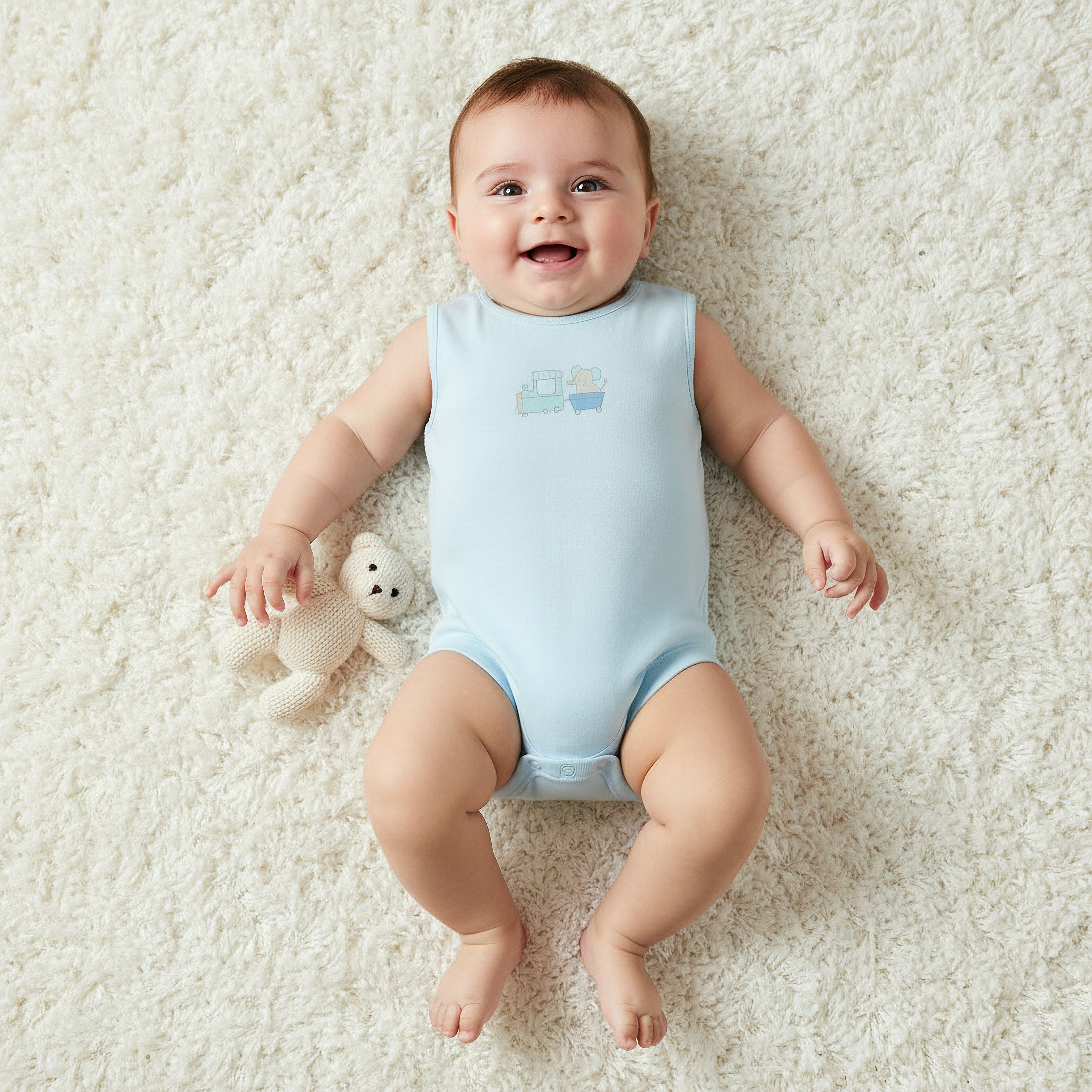 Pack of 7 Juniors Round Neck Sleeveless Bodysuit with Fun Prints-baby-boys-clothing-bodysuits-image-2