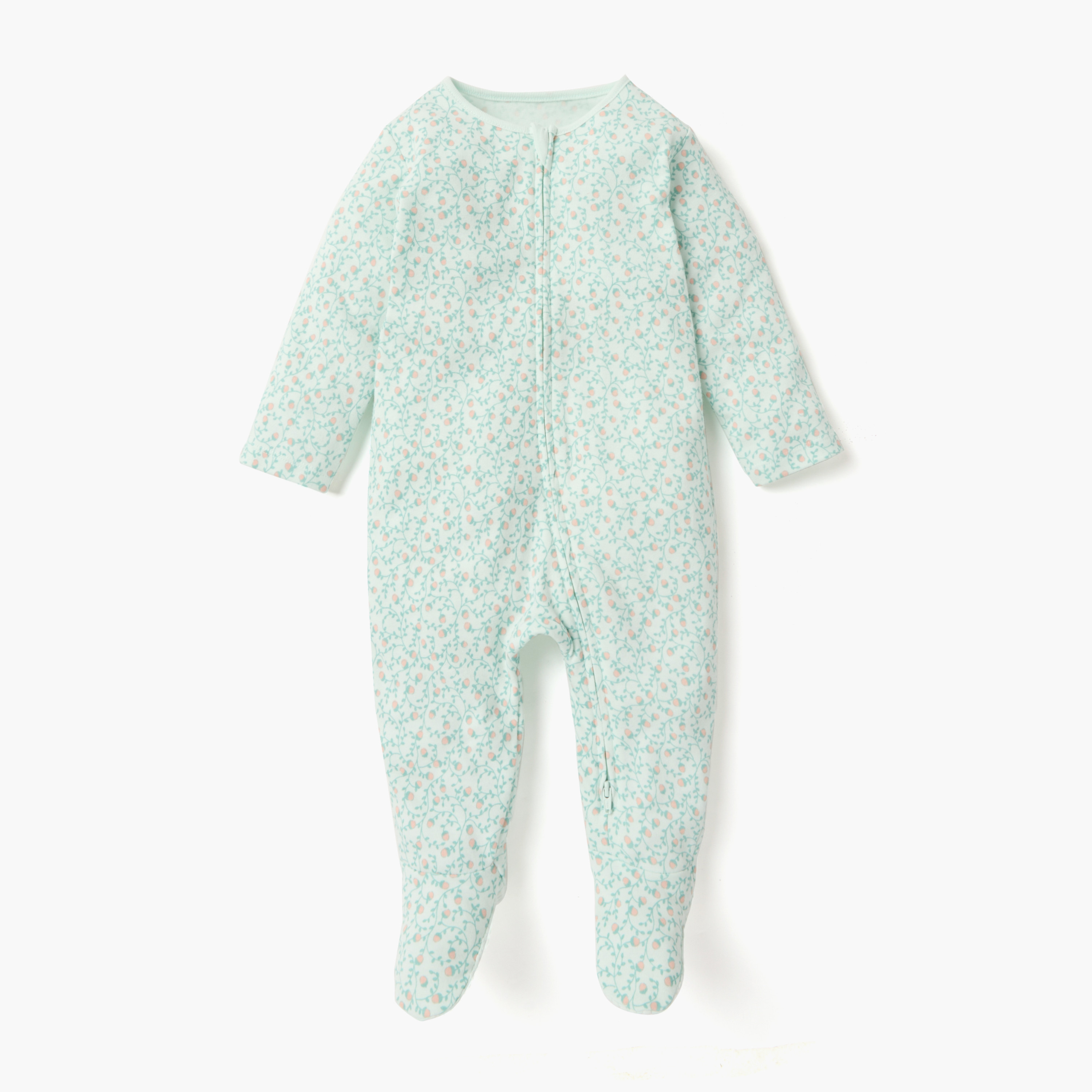Juniors Printed Sleepsuit with Zip Closure and Long Sleeves - Set of 3-baby-girls-clothing-nightwear-sleepsuits-image-2