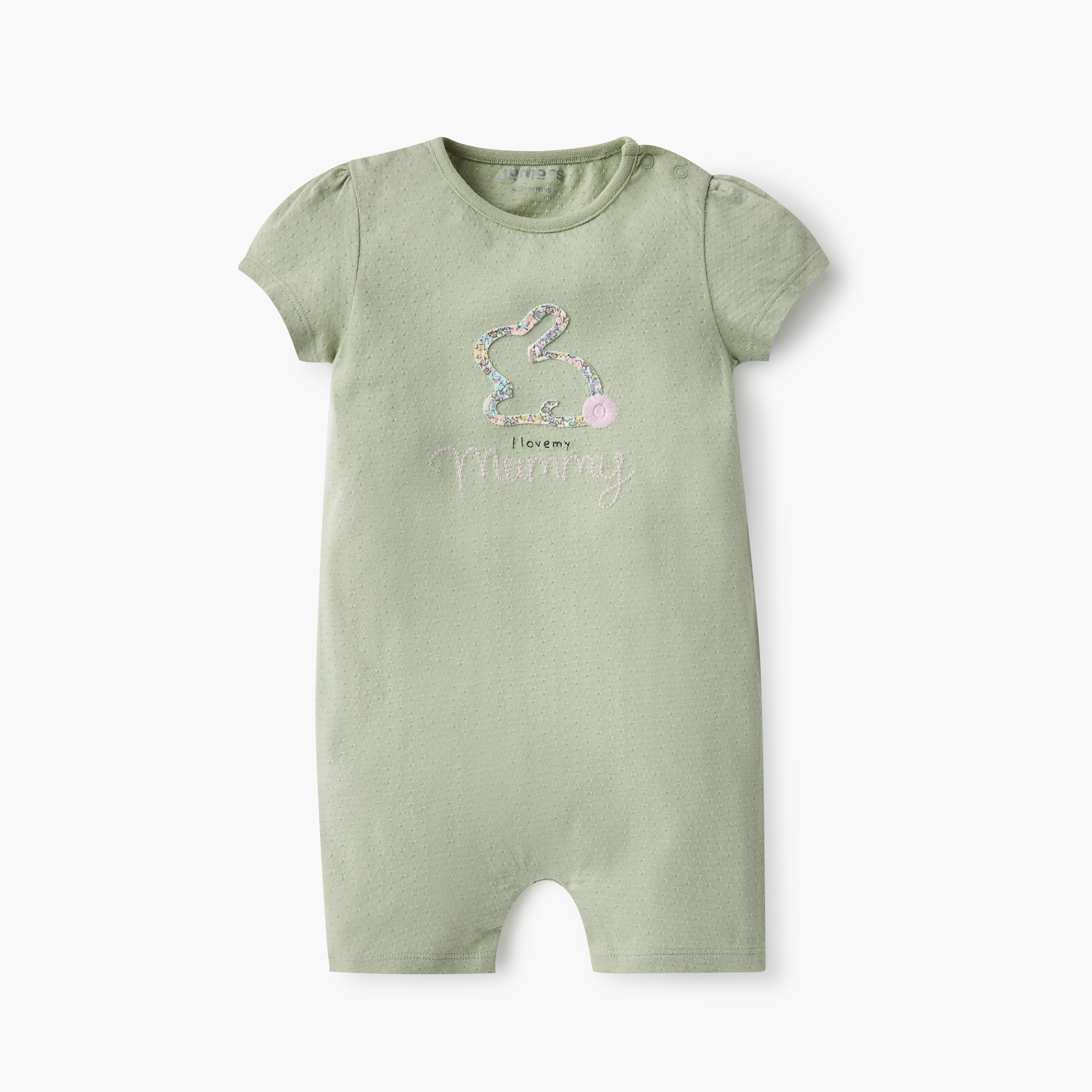 أفرول بأزرار إغلاق وطبعات أرنب من جونيورز - طقم من قطعتين-baby-girls-clothing-rompers-image-2