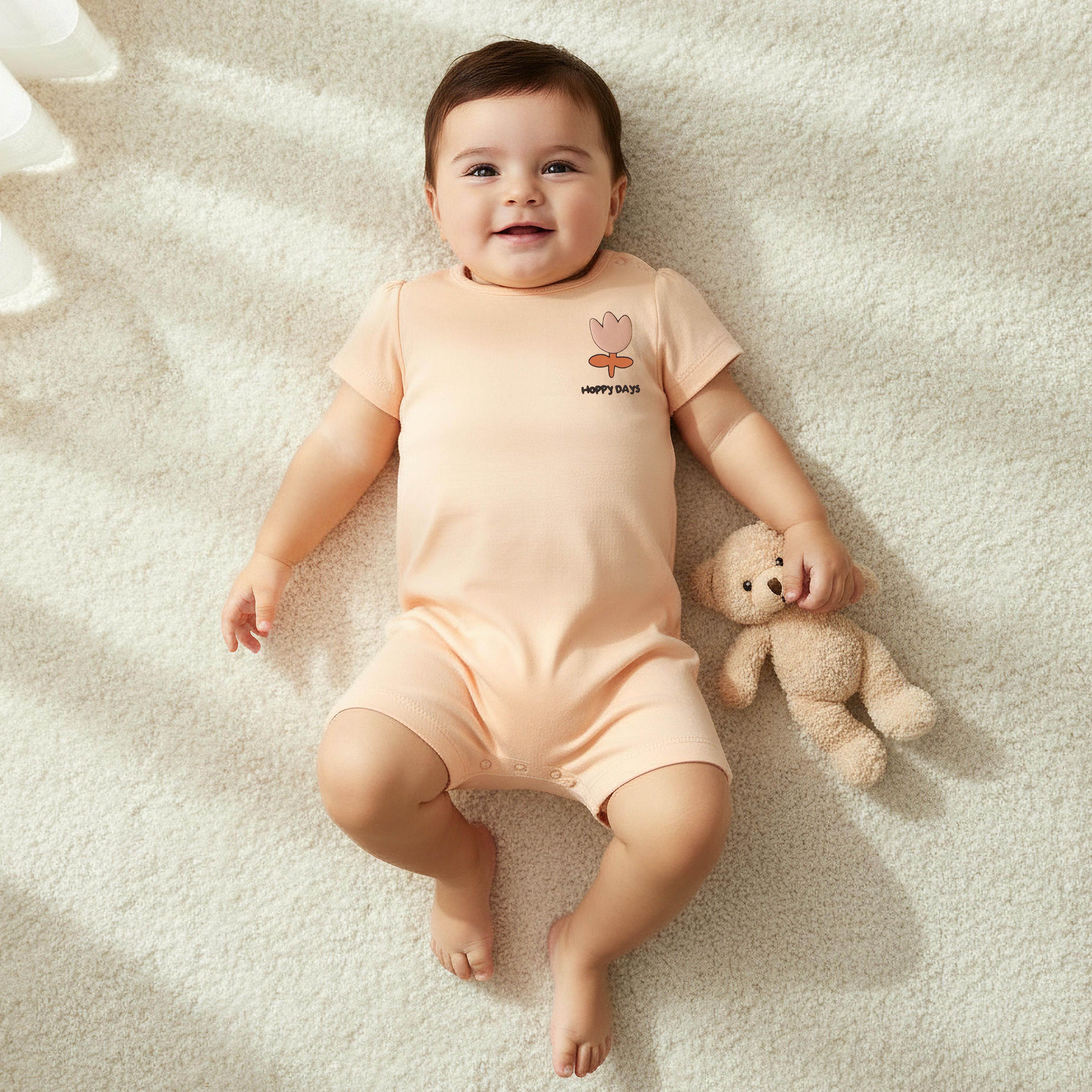 Pack of 2 Juniors Crew Neck Short Sleeves Romper with Snap Button Closure-baby-boys-clothing-rompers-image-2