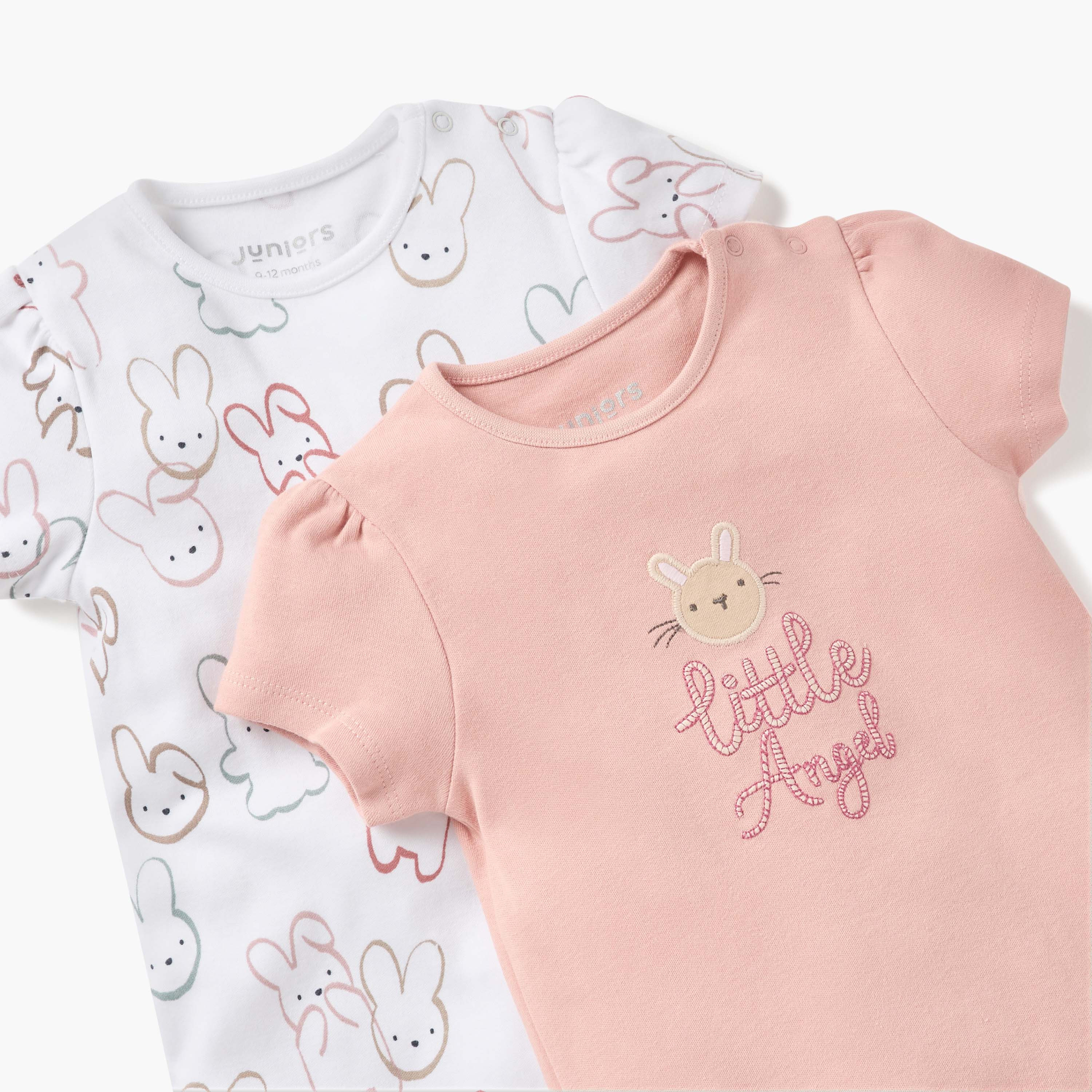 Juniors Printed Romper with Short Sleeves - Set of 2-baby-girls-clothing-rompers-image-4