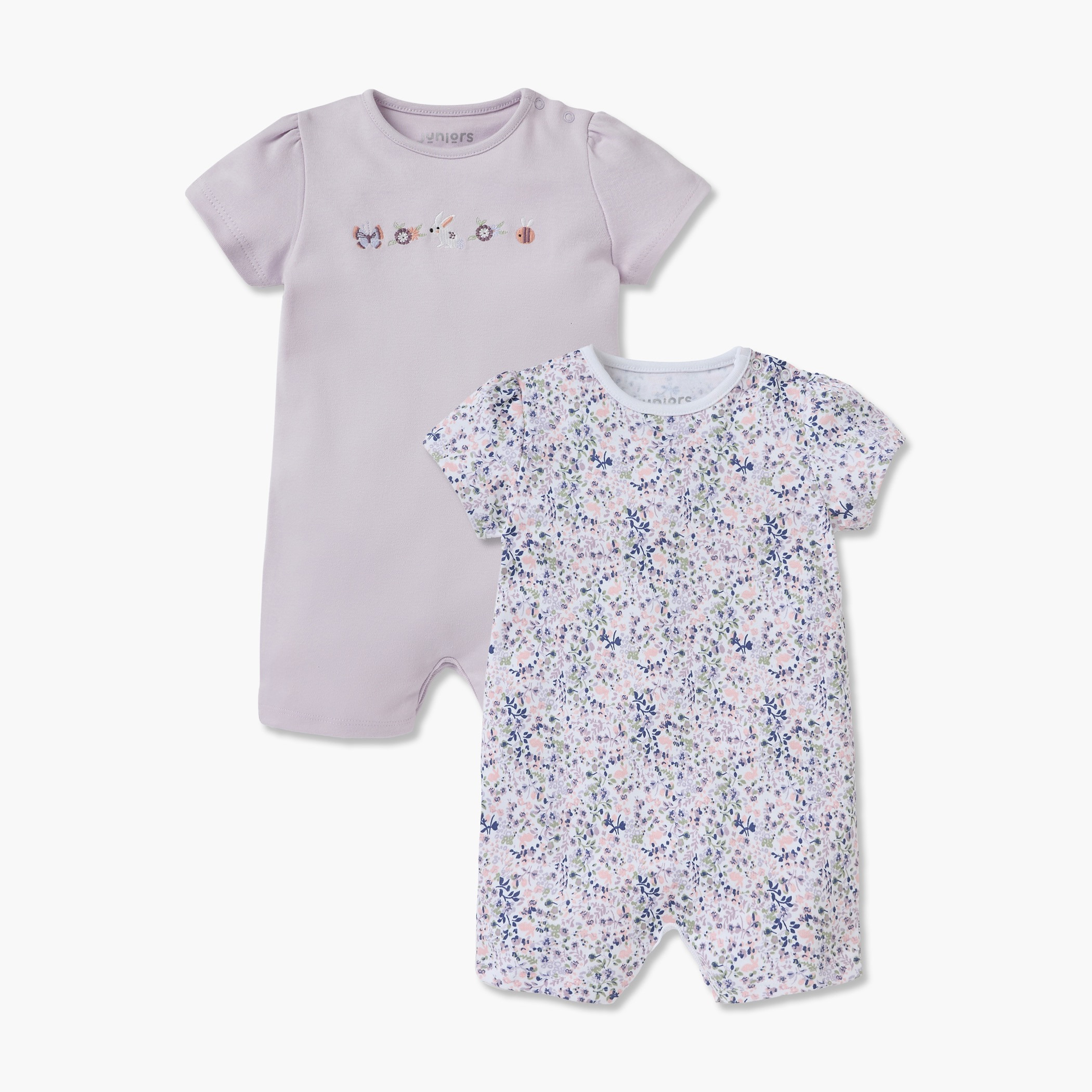 أفرولات بطبعات وأكمام قصيرة من جونيورز - طقم من قطعتين-baby-girls-clothing-rompers-image-1