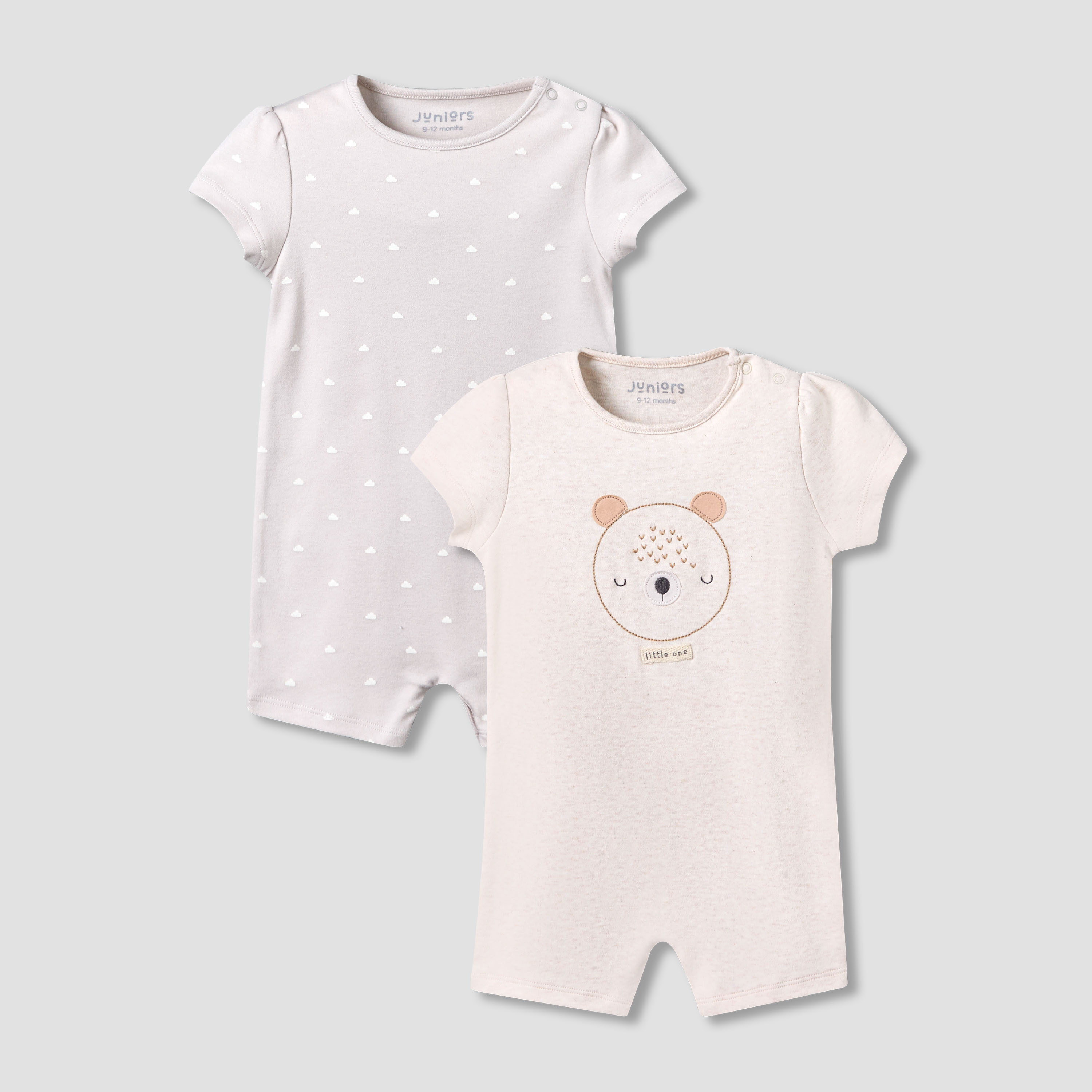 Pack of 2 Juniors Round Neck Short Sleeves Romper with Print-baby-girls-clothing-rompers-image-1