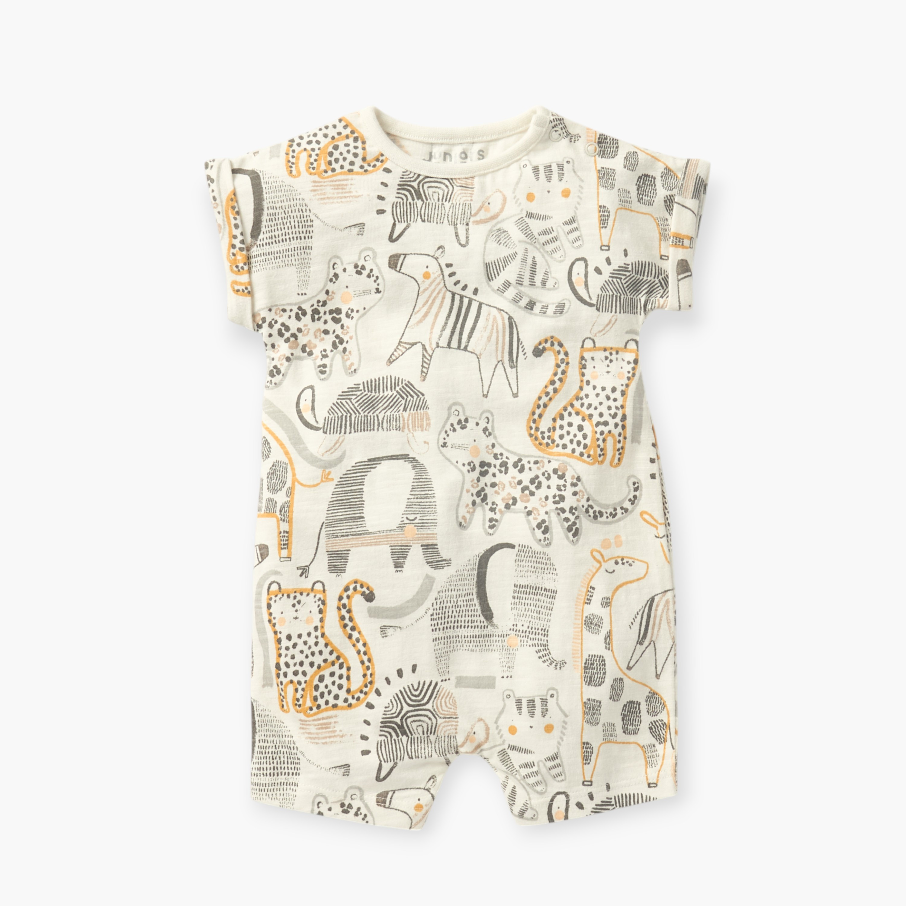 أفرولات بأكمام قصيرة وطبعات حيوانات من جونيورز - طقم من قطعتين-baby-boys-clothing-rompers-image-2