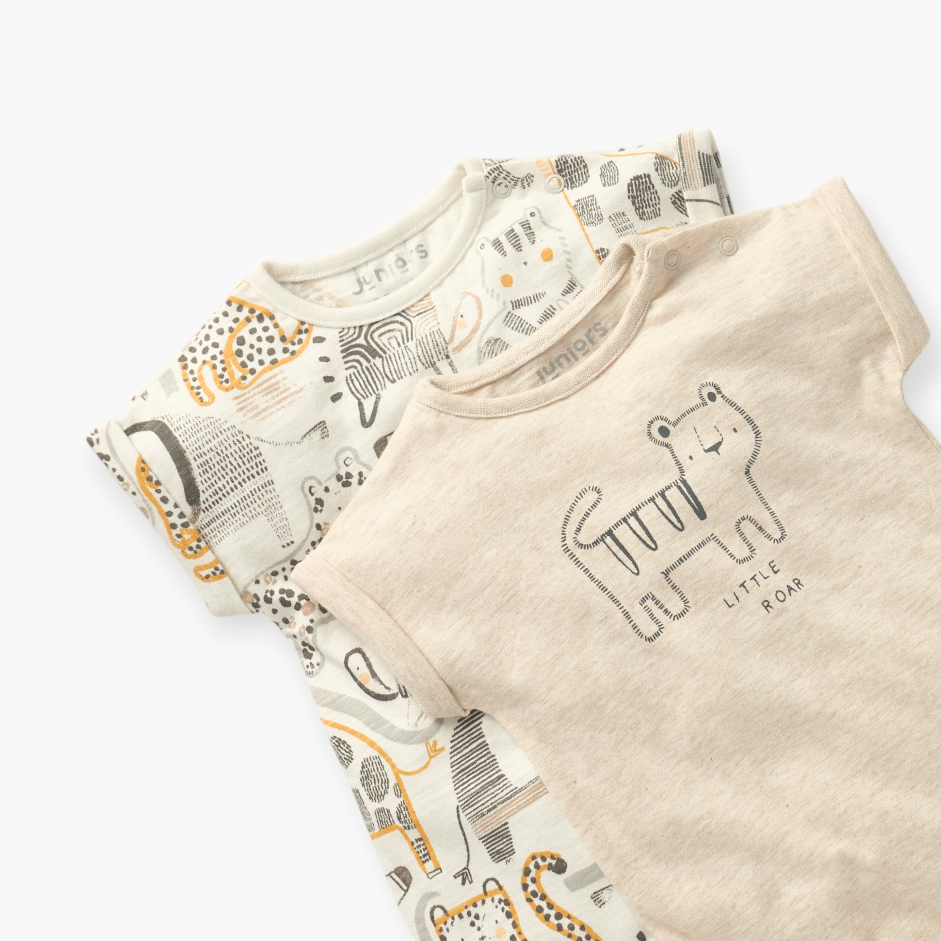 أفرولات بأكمام قصيرة وطبعات حيوانات من جونيورز - طقم من قطعتين-baby-boys-clothing-rompers-image-4