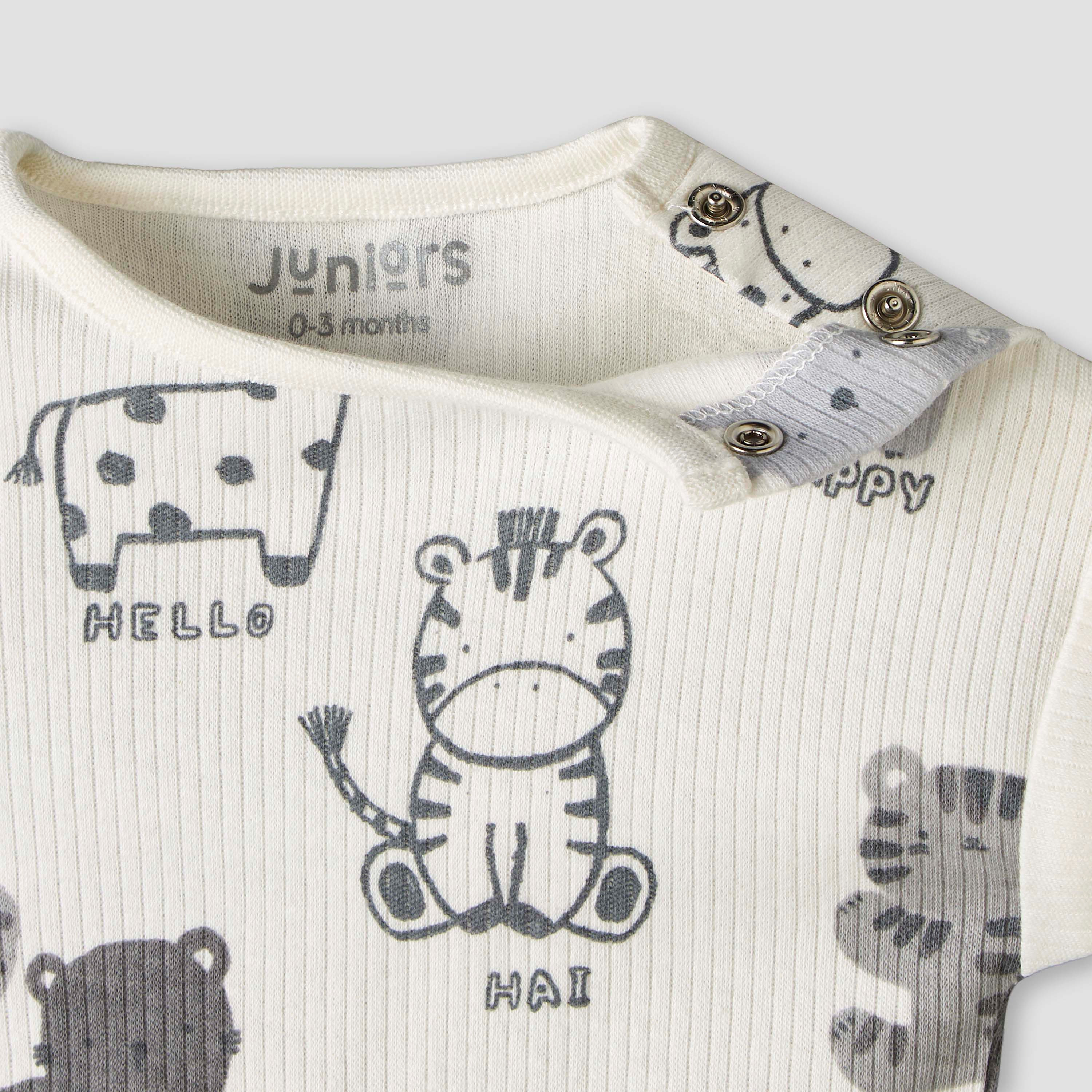 Pack of 2 Juniors Round Neck Short Sleeve Romper with Snap Button Closure-baby-boys-clothing-rompers-image-5