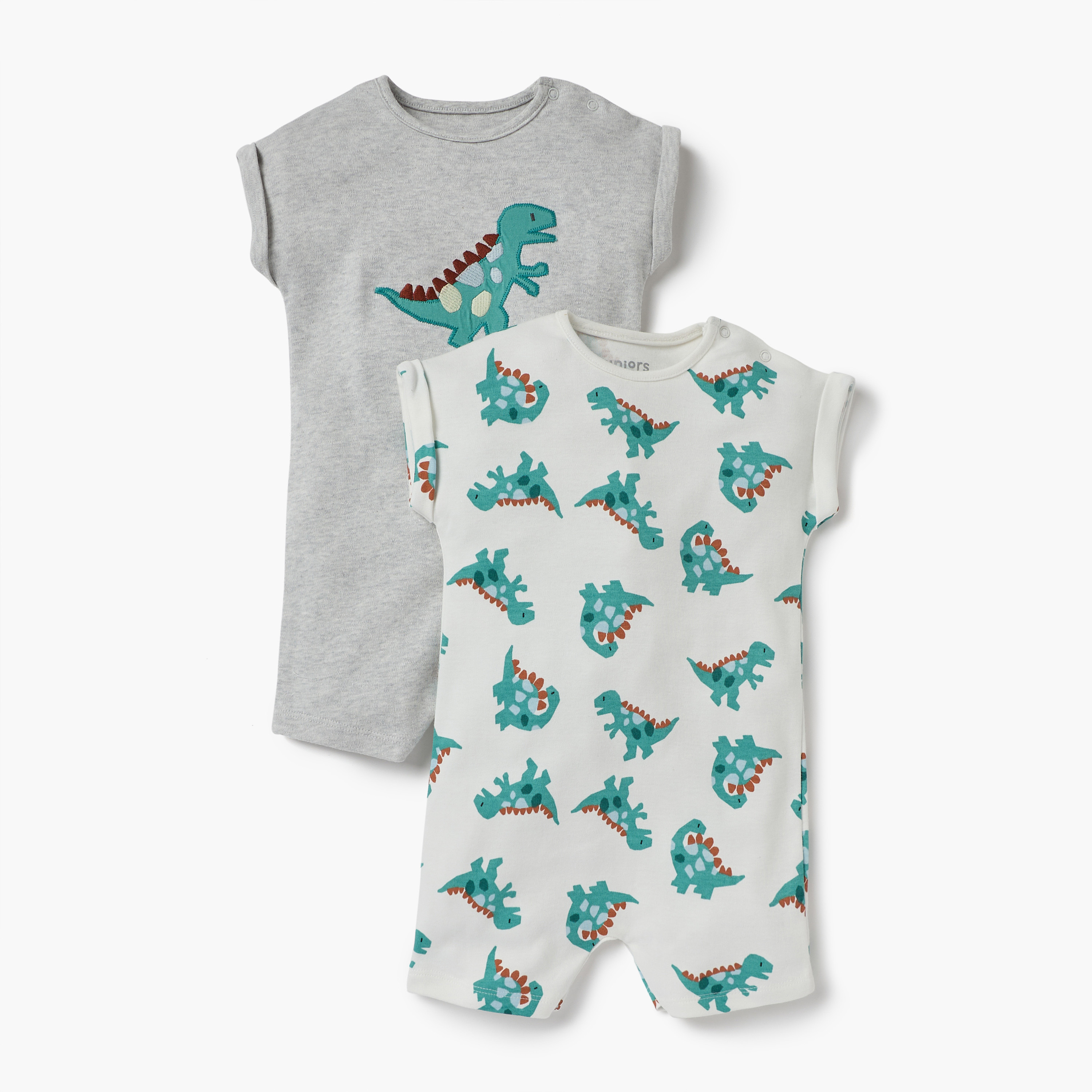 Juniors Dinosaur Detail Romper with Short Sleeves - Set of 2-baby-boys-clothing-rompers-image-1