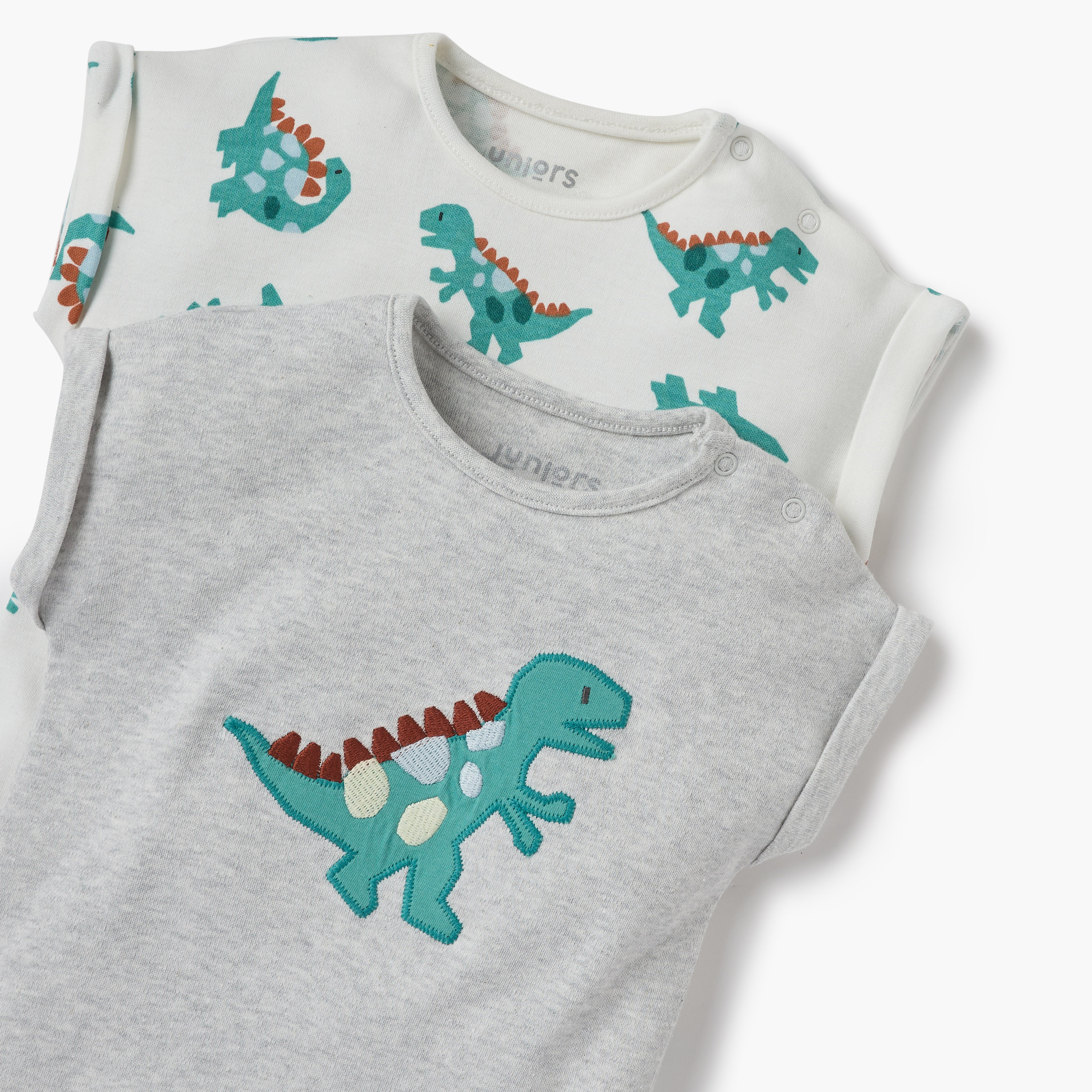Juniors Dinosaur Detail Romper with Short Sleeves - Set of 2-baby-boys-clothing-rompers-image-4
