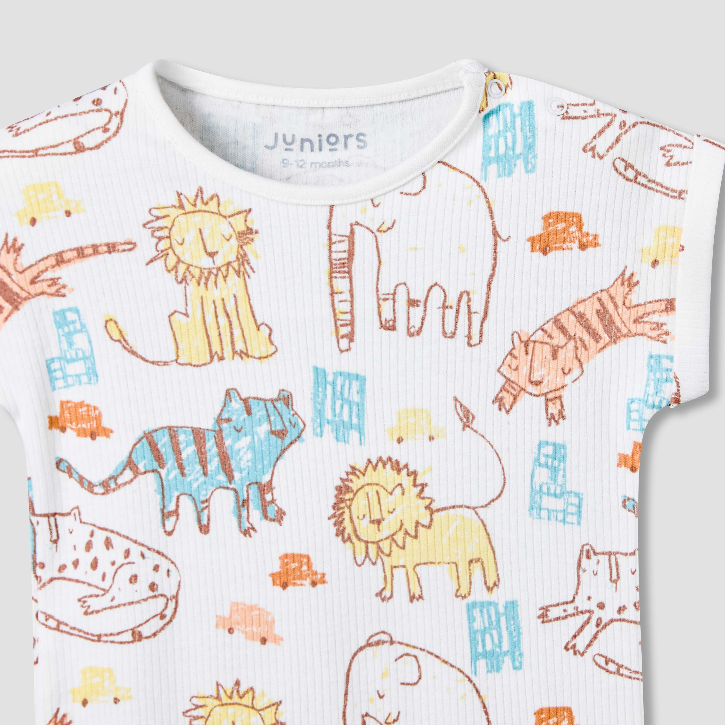 Pack of 2 Juniors Round Neck Short Sleeves Romper with Print-baby-boys-clothing-rompers-image-7