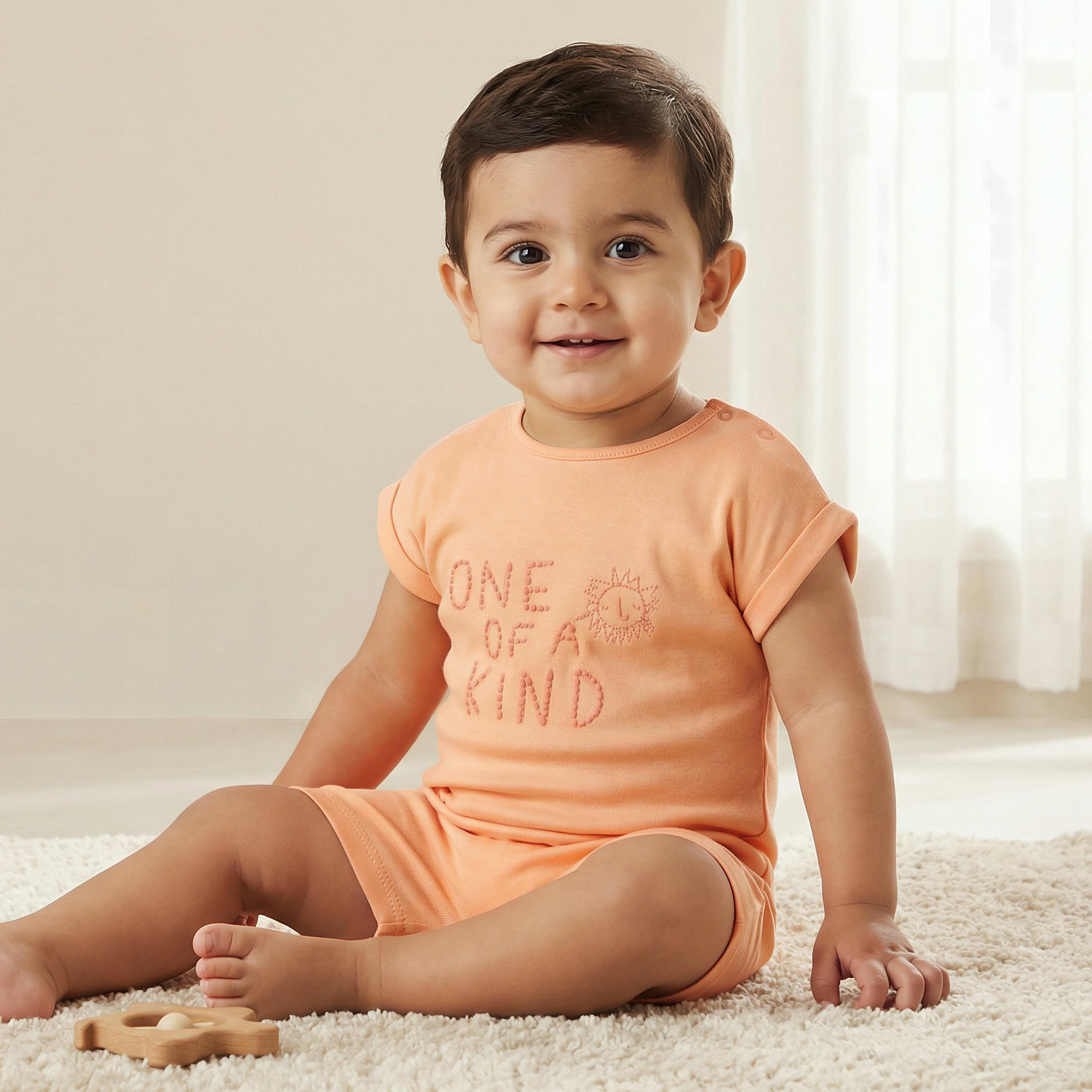 Pack of 2 Juniors Round Neck Short Sleeves Romper with Print-baby-boys-clothing-rompers-image-2
