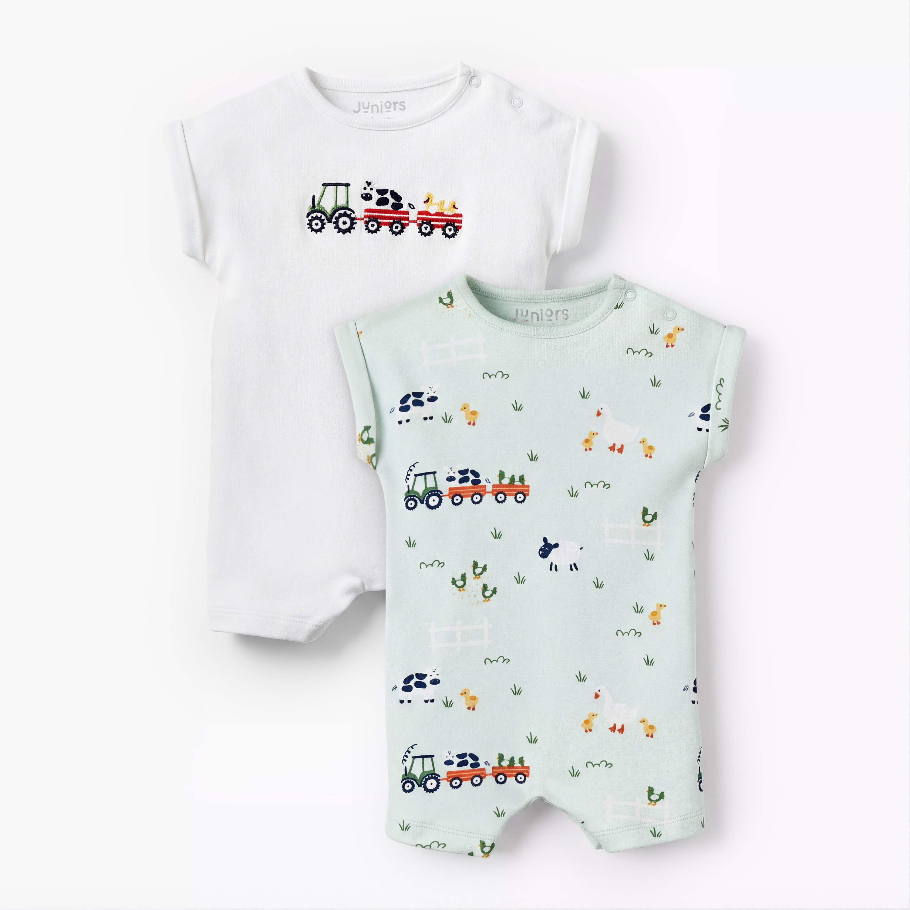 Pack of 2 Juniors Short Sleeves Romper with Farm Print-baby-boys-clothing-rompers-image-1
