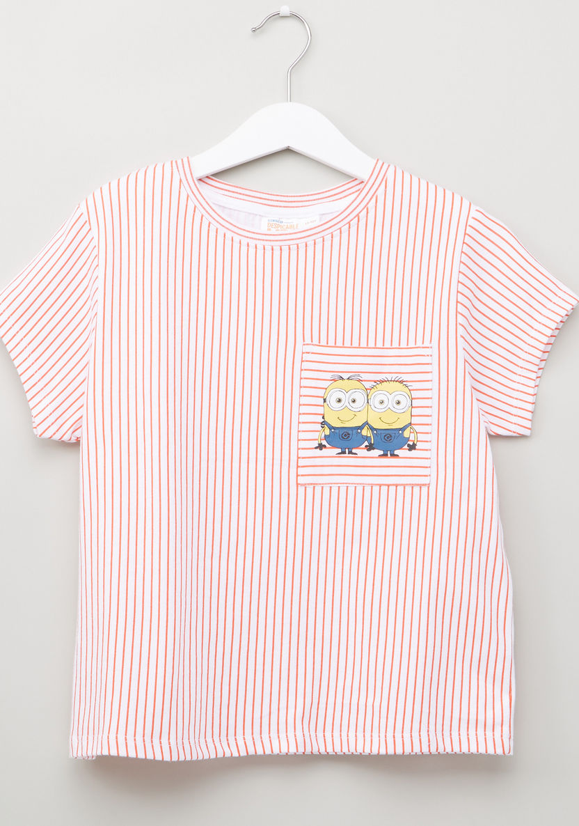 Minions Printed Round Neck Short Sleeves T-shirt-T Shirts-image-0