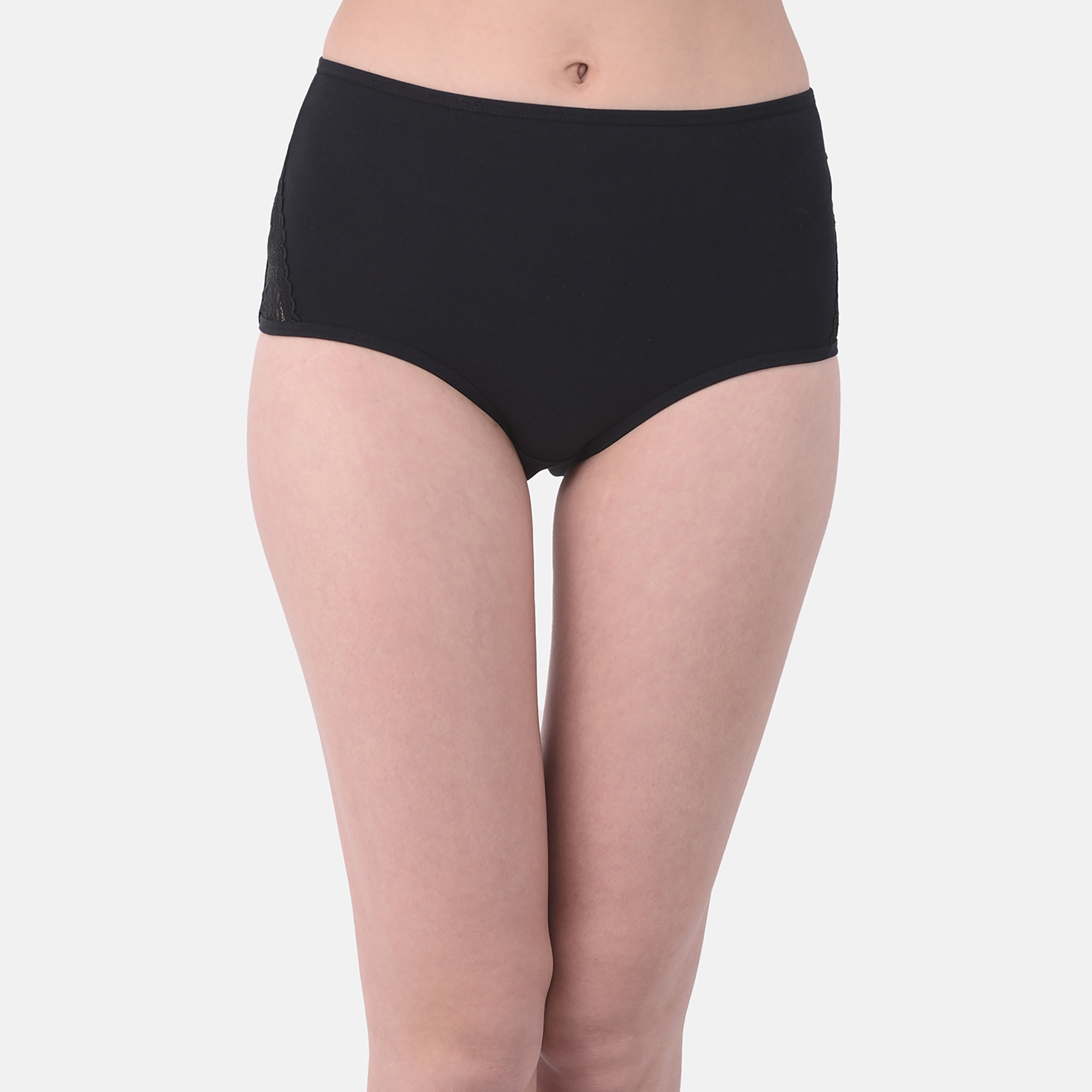 سروال داخلي هيبستر نسائي بخصر مرتفع مع أجزاء من الدانتيل من كلوفيا - قطن-women-clothing-lingerie-panties-image-1