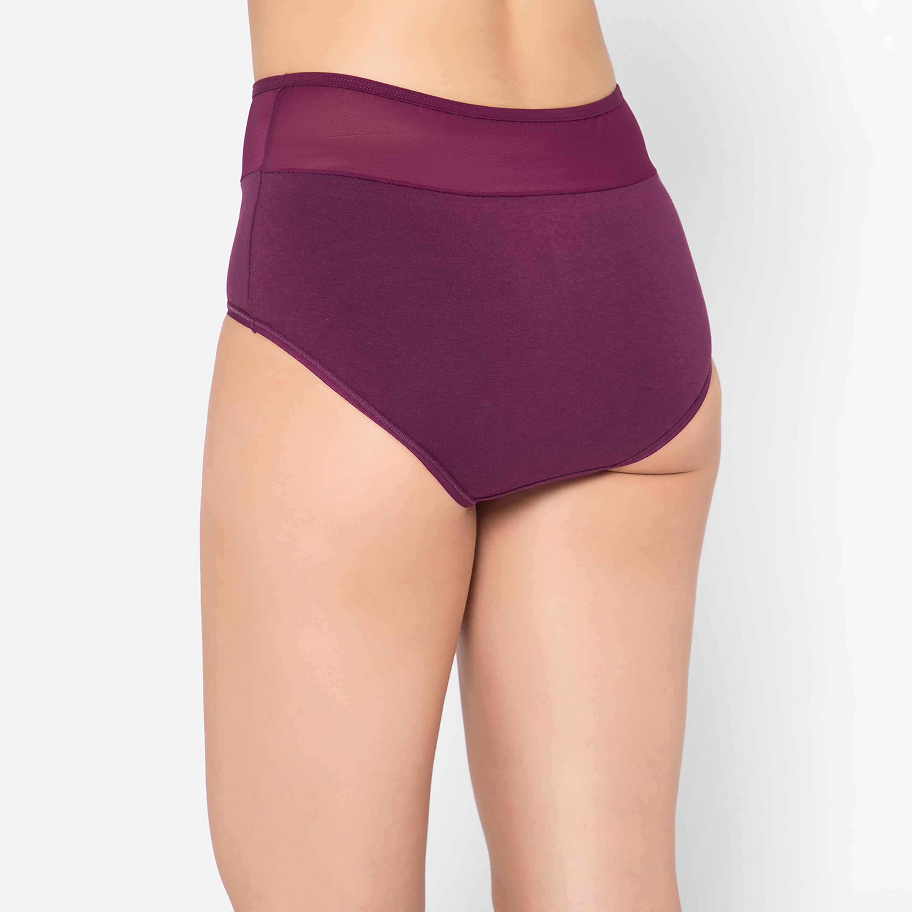 سروال داخلي هيبستر نسائي بخصر عالٍ بلون النبيذ مع أجزاء باورنت من كلوفيا - قطن-women-clothing-lingerie-panties-image-4