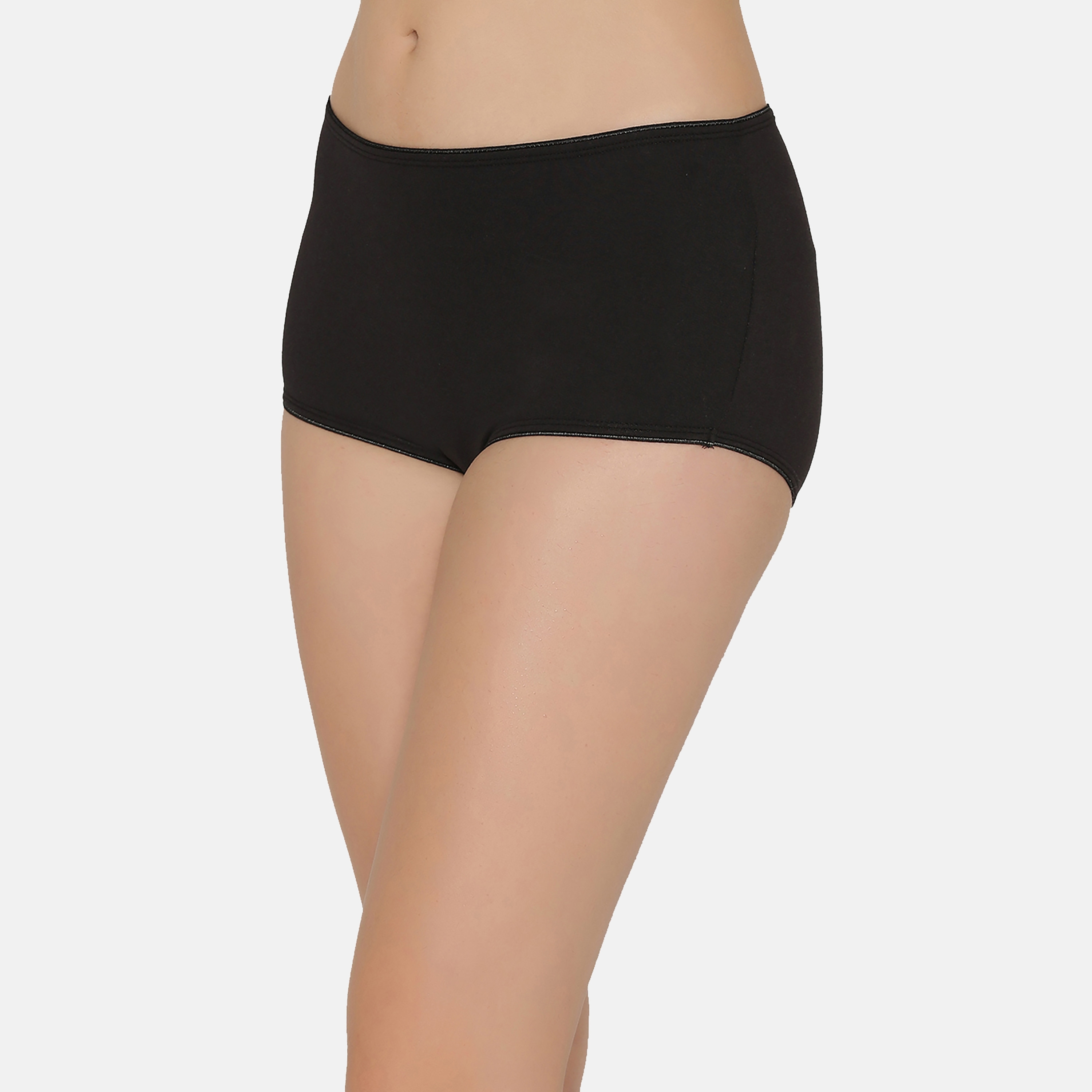 سروال داخلي هيبستر نسائي مصنوع من القطن عالي الخصر باللون الأسود من كلوفيا-women-clothing-lingerie-panties-image-2