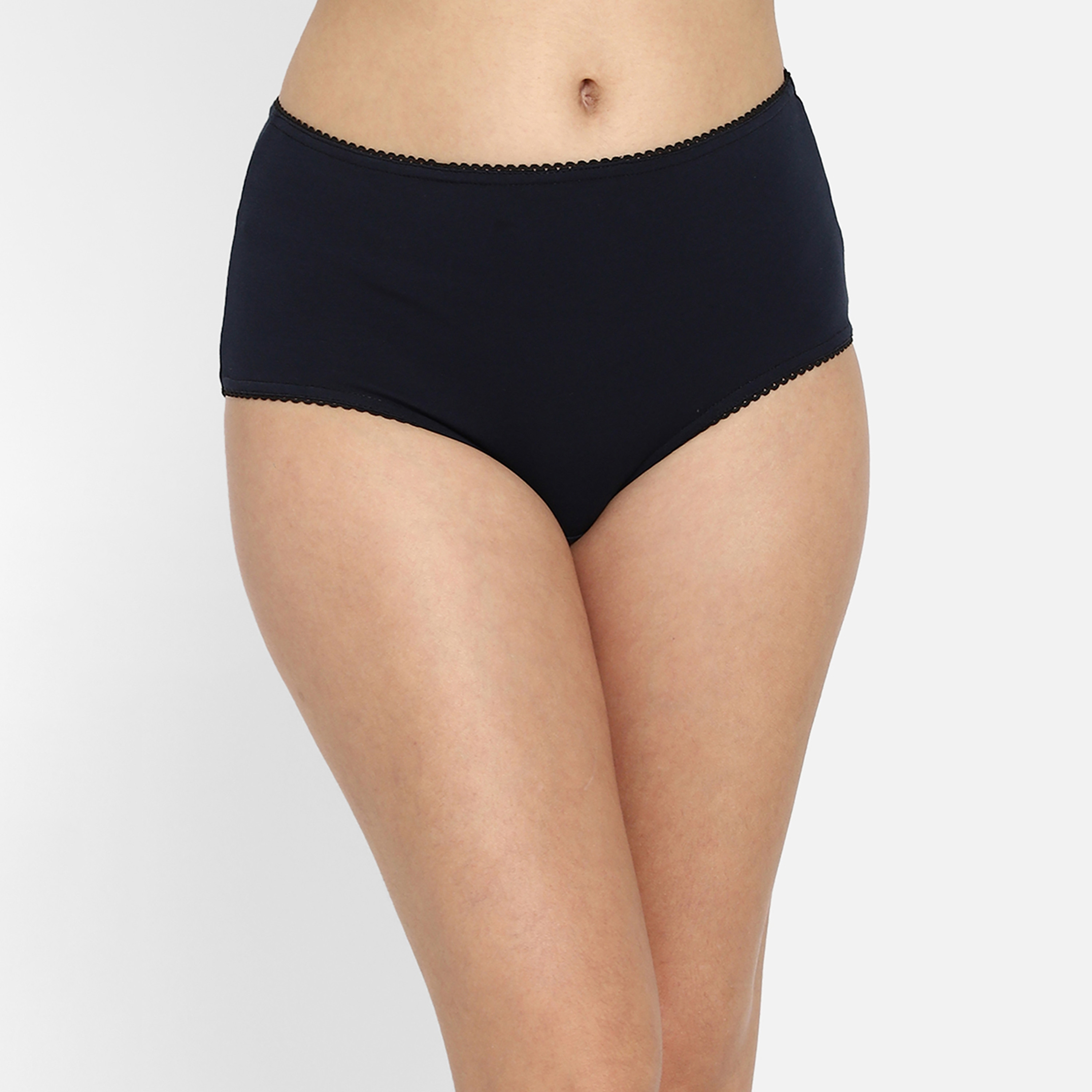 سروال داخلي نسائي بخصر عالٍ من القطن باللون الأزرق الداكن من كلوفيا-women-clothing-lingerie-panties-image-1