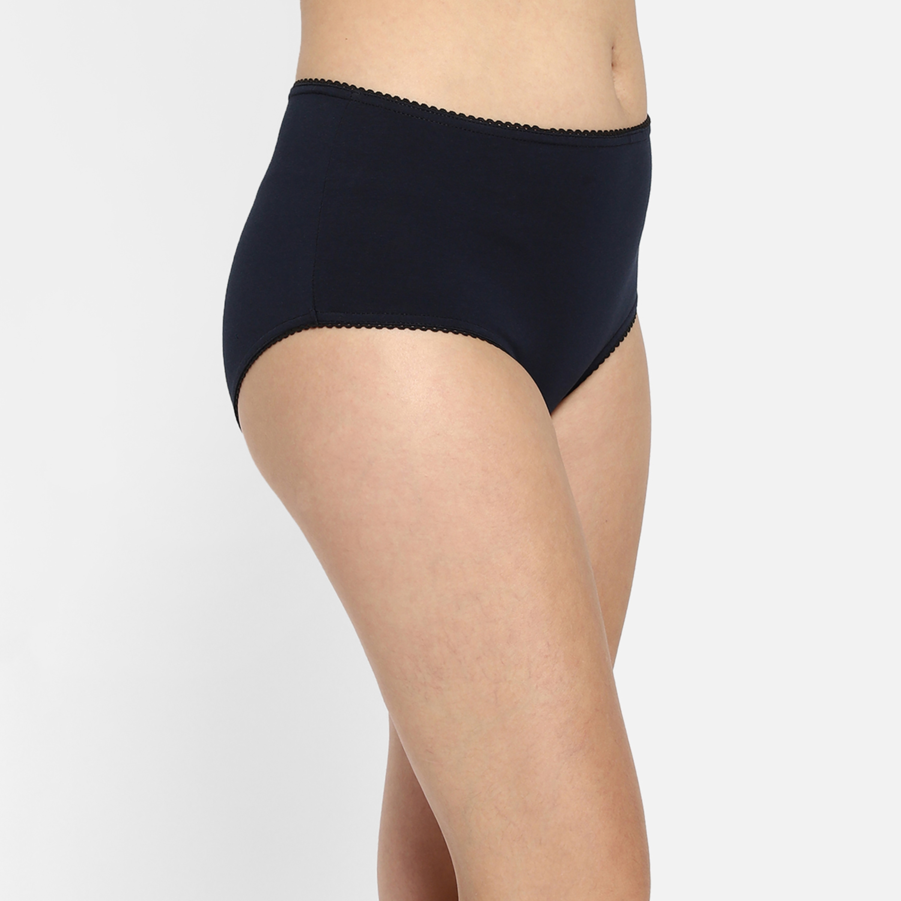 سروال داخلي نسائي بخصر عالٍ من القطن باللون الأزرق الداكن من كلوفيا-women-clothing-lingerie-panties-image-3