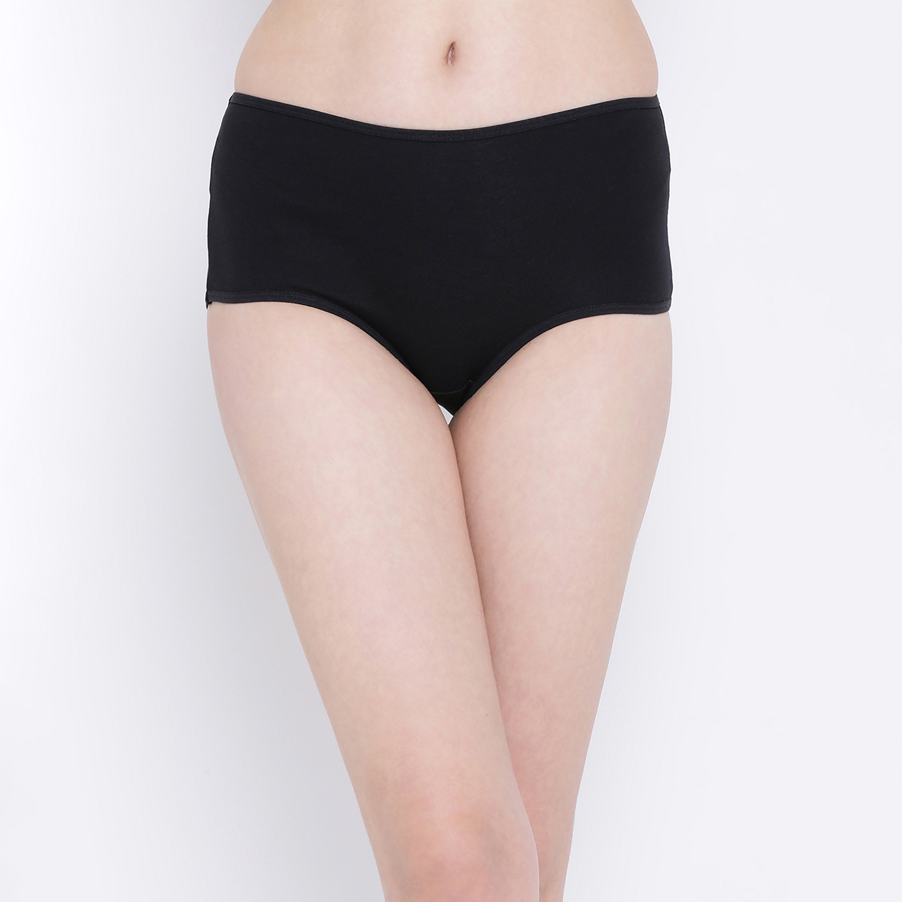 Clovia High Waist Women's Hipster Panty in Black- Cotton-women-clothing-lingerie-panties-image-1