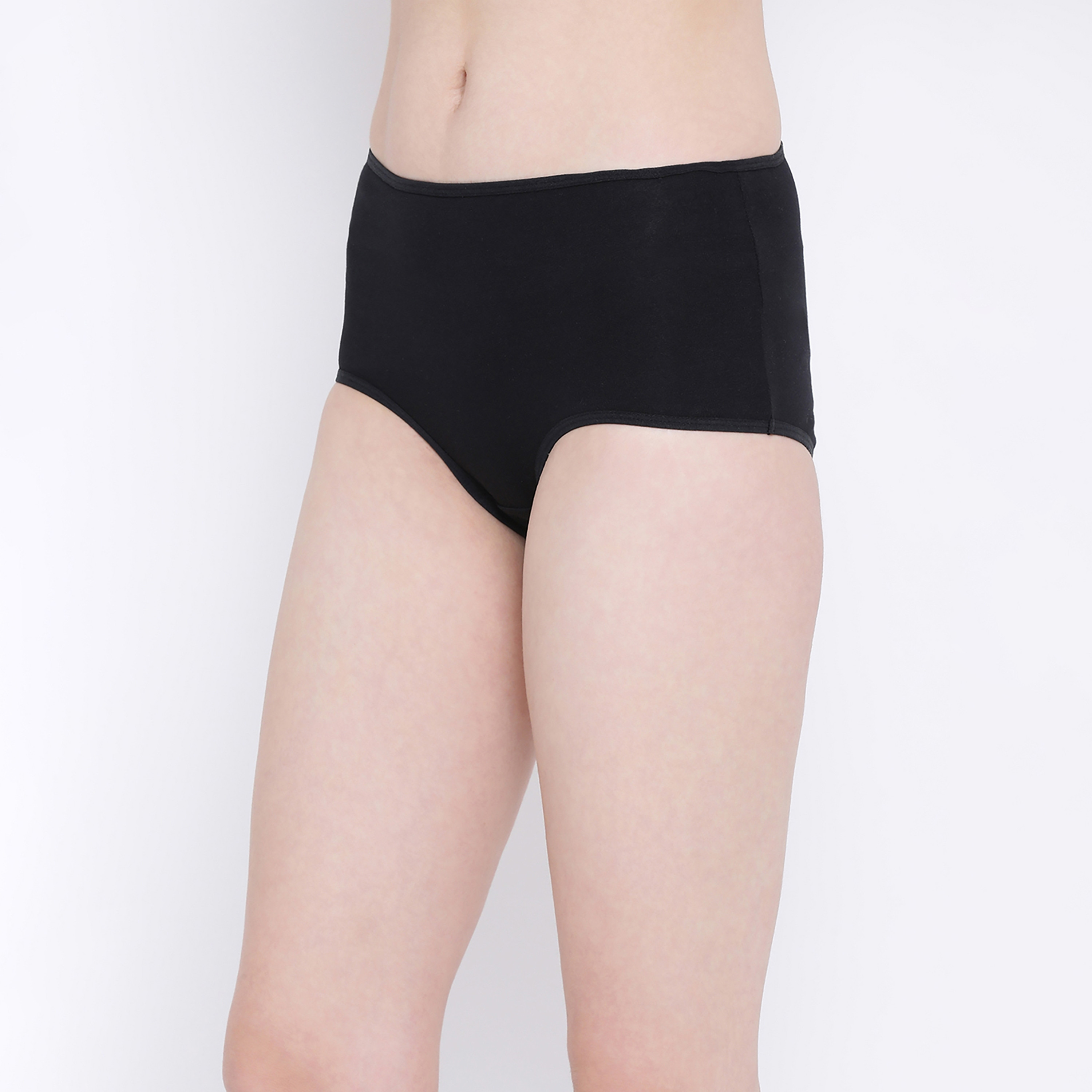 Clovia High Waist Women's Hipster Panty in Black- Cotton-women-clothing-lingerie-panties-image-2